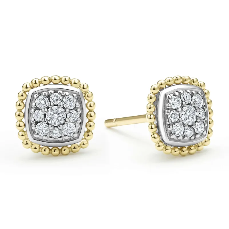 Rittenhouse Two-Tone Caviar Diamond Stud Earrings sold by LAGOS