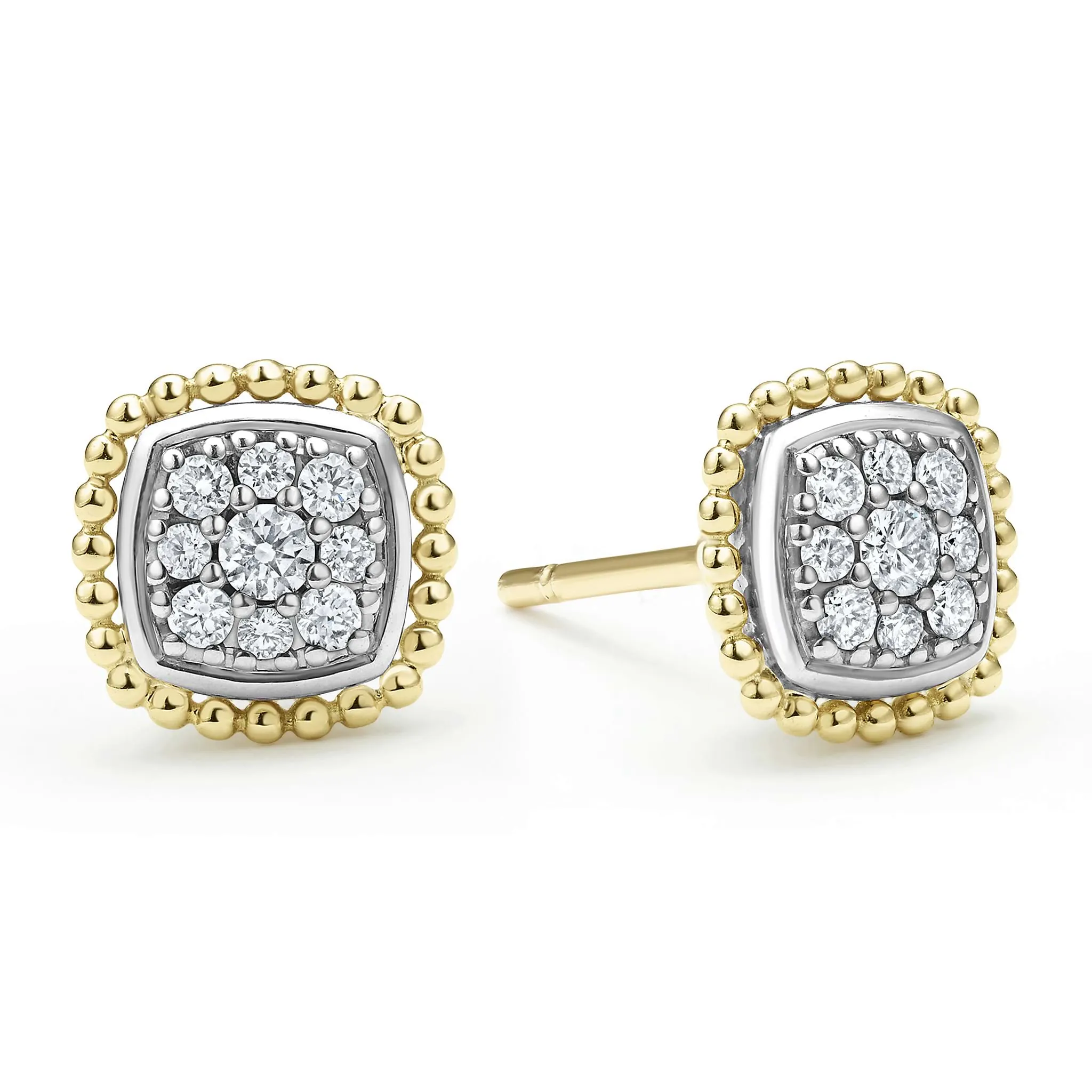 Rittenhouse Two-Tone Caviar Diamond Stud Earrings sold by LAGOS