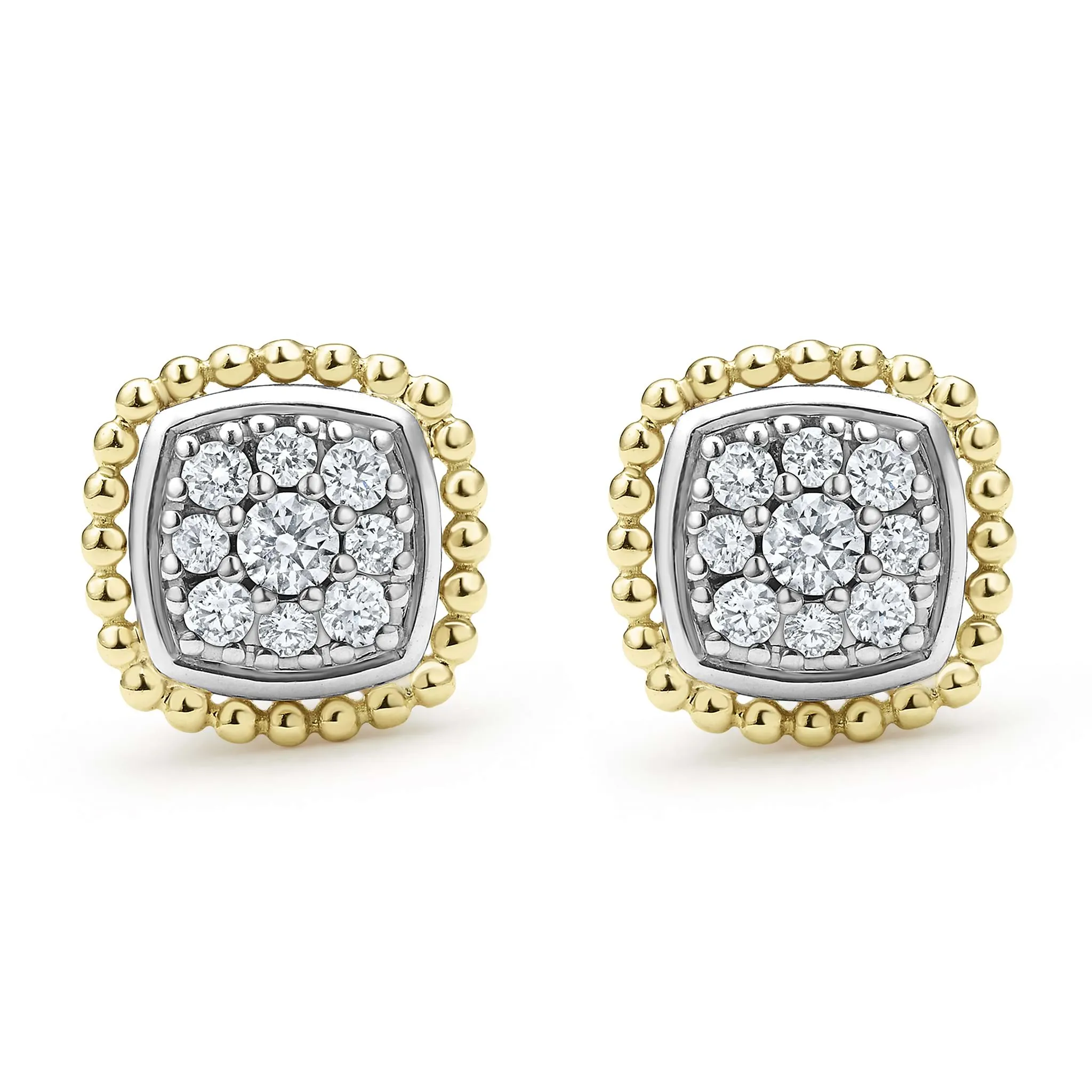 Rittenhouse Two-Tone Caviar Diamond Stud Earrings sold by LAGOS product image thumbnail 4