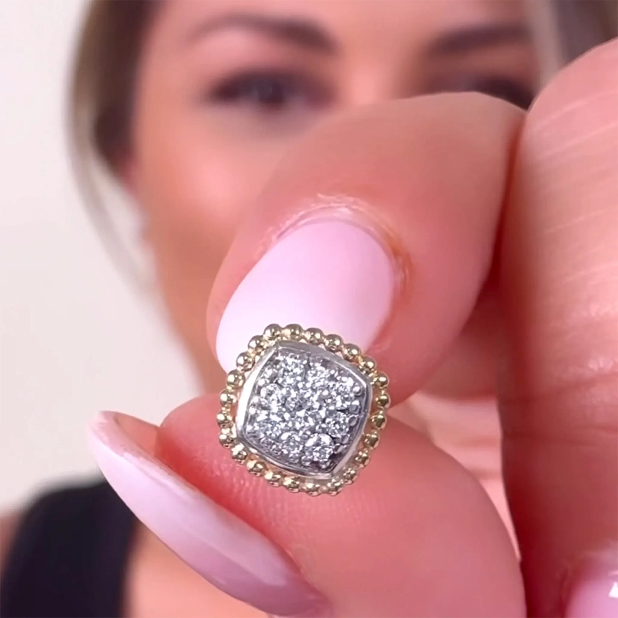 Rittenhouse Two-Tone Caviar Diamond Stud Earrings sold by LAGOS product image thumbnail 5