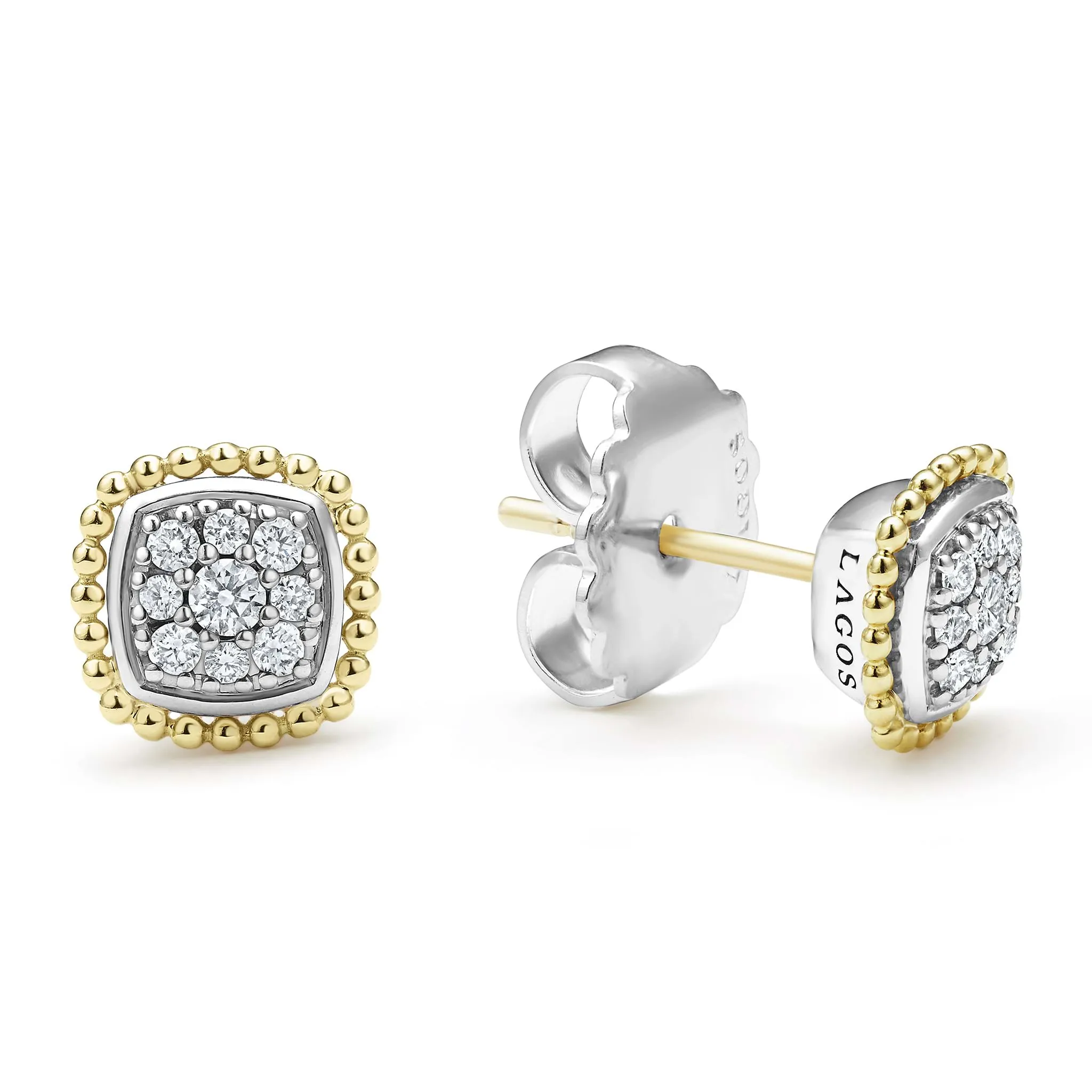 Rittenhouse Two-Tone Caviar Diamond Stud Earrings sold by LAGOS product image thumbnail 3