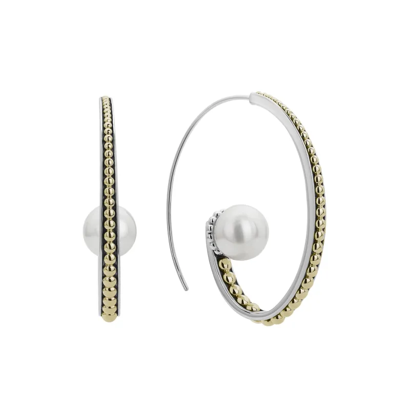 Luna Statement Pearl Hoop Earrings sold by LAGOS