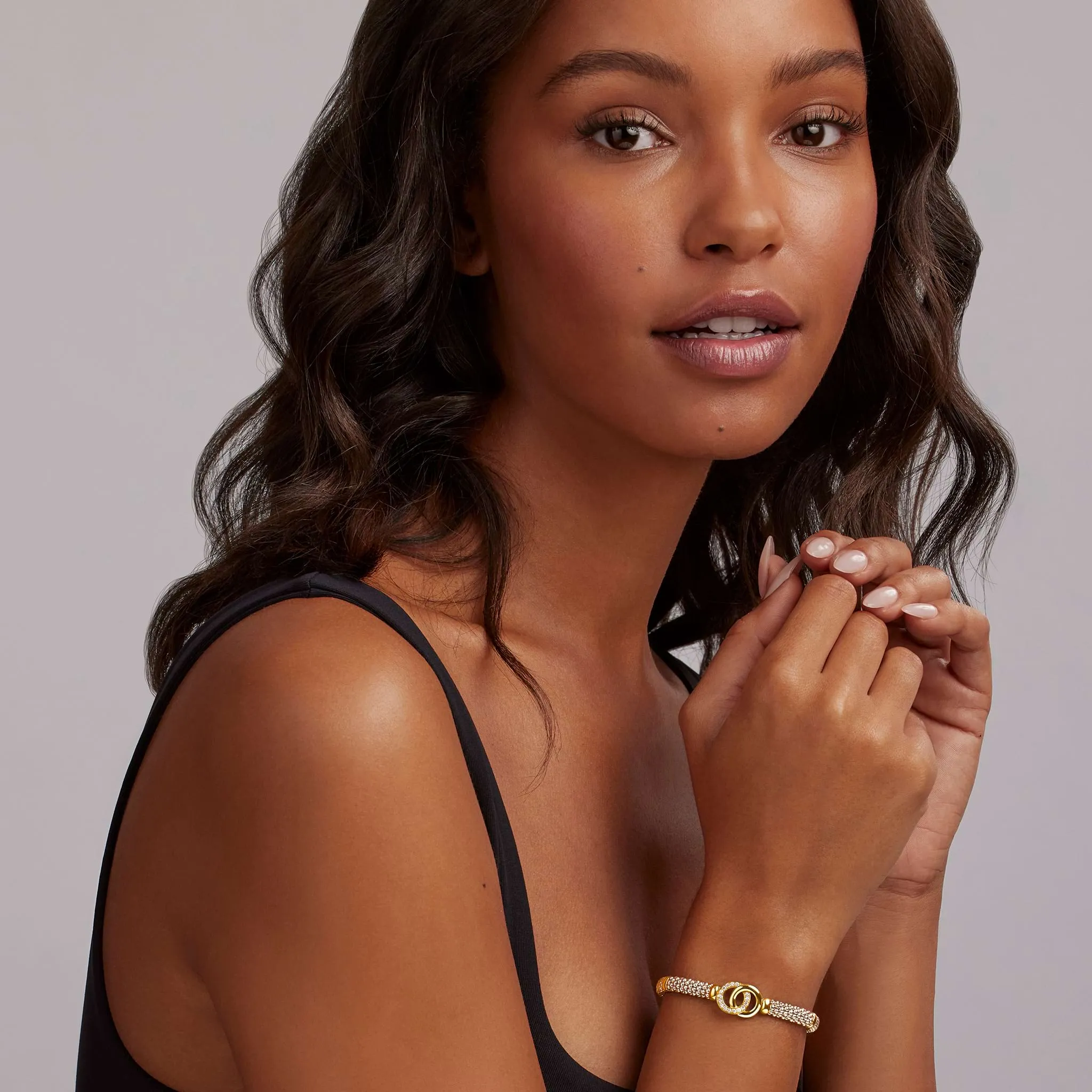 Signature Caviar Two-Tone Interlocking Diamond Caviar Bracelet | 6mm sold by LAGOS product image thumbnail 2