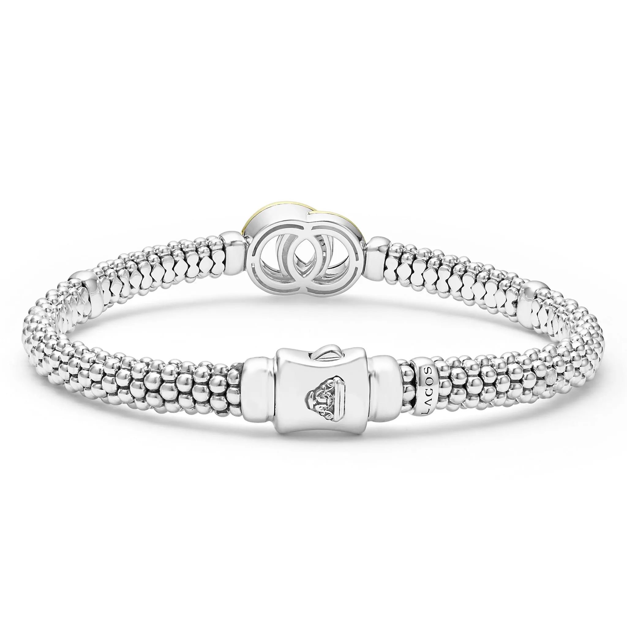 Signature Caviar Two-Tone Interlocking Diamond Caviar Bracelet | 6mm sold by LAGOS product image thumbnail 5