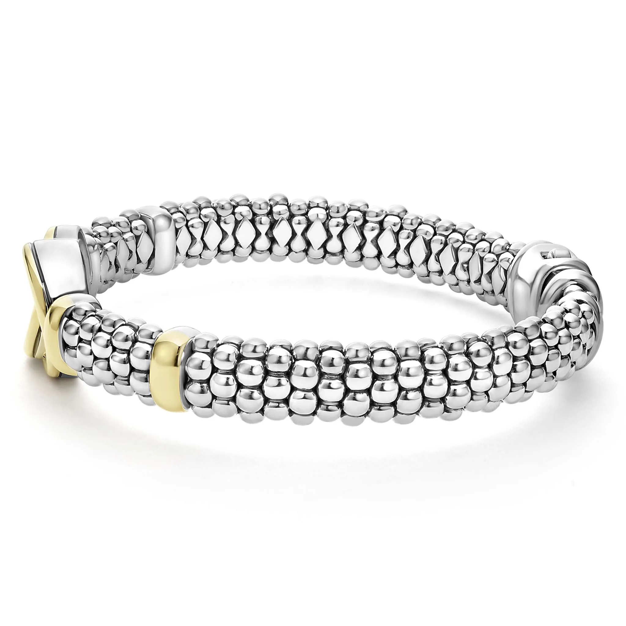 Signature Caviar Two-Tone Interlocking Caviar Bracelet | 9mm sold by LAGOS product image thumbnail 4