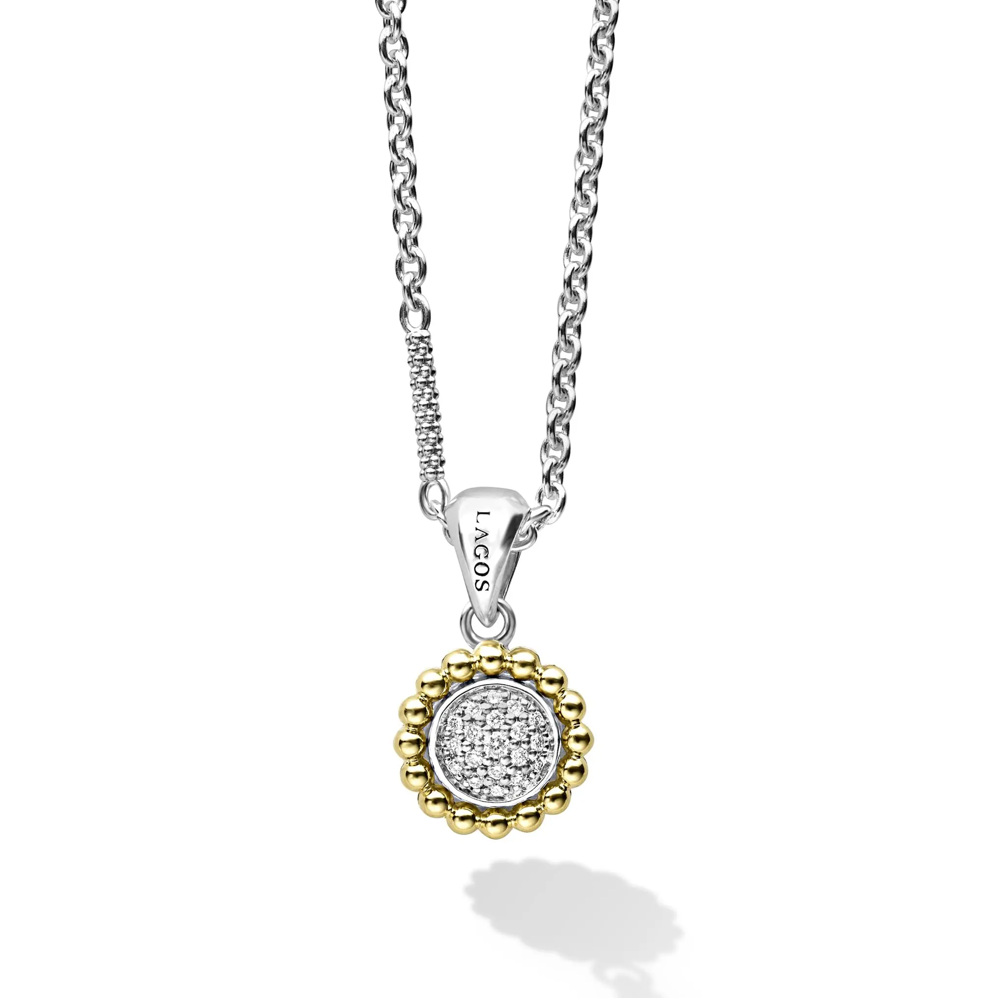 Caviar Lux Two-Tone Diamond Pendant Necklace sold by LAGOS