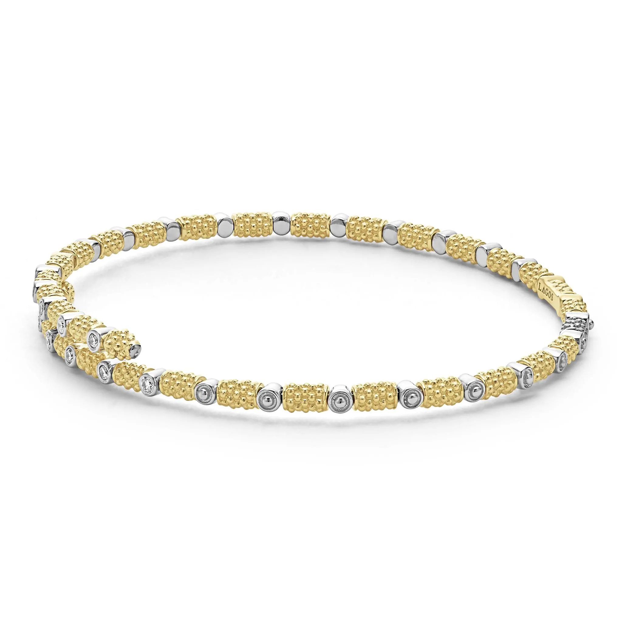 Signature Caviar 18K Gold and Diamond Superfine Cuff Bracelet sold by LAGOS product image thumbnail 3