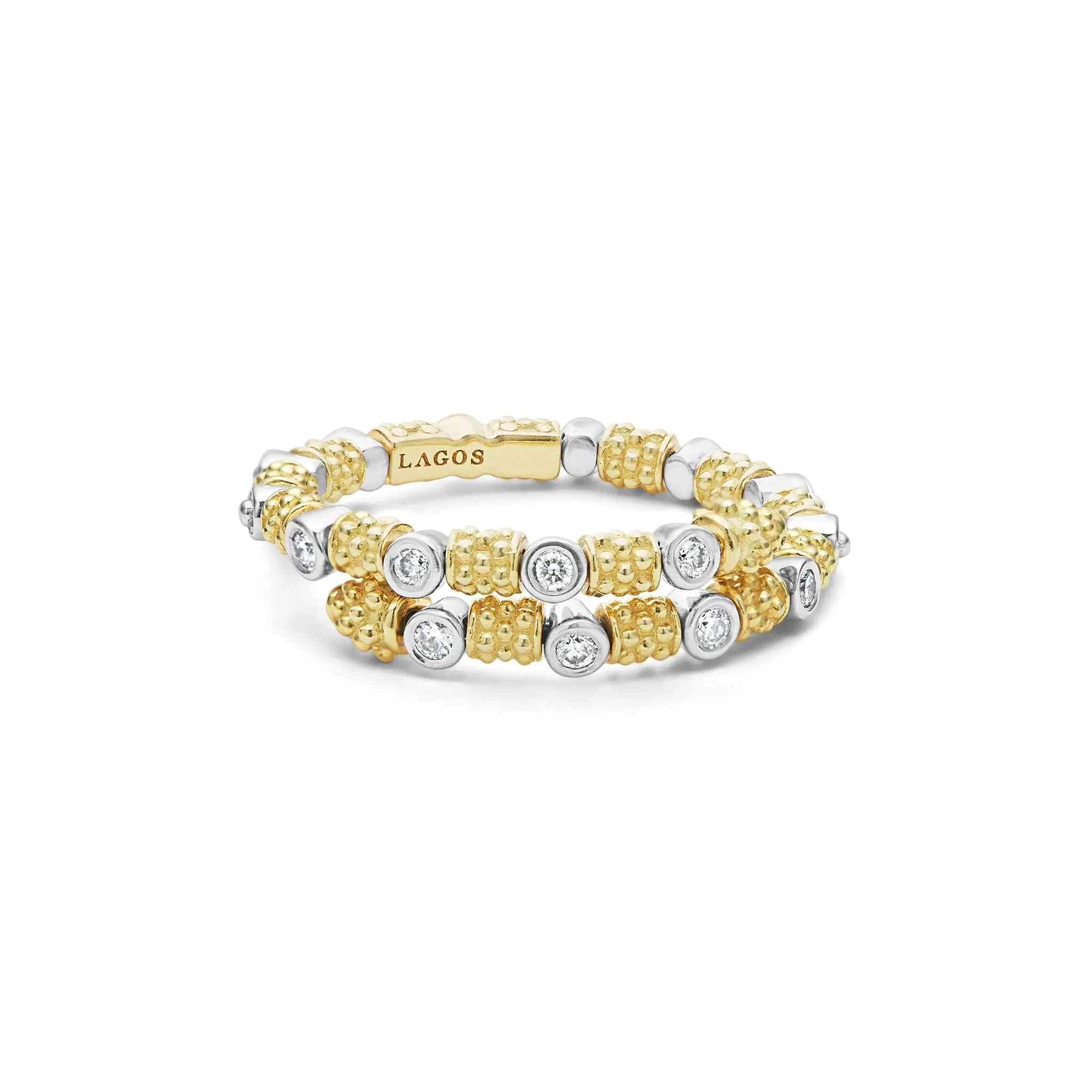 Signature Caviar 18K Gold and Diamond Superfine Band Ring sold by LAGOS product image thumbnail 3