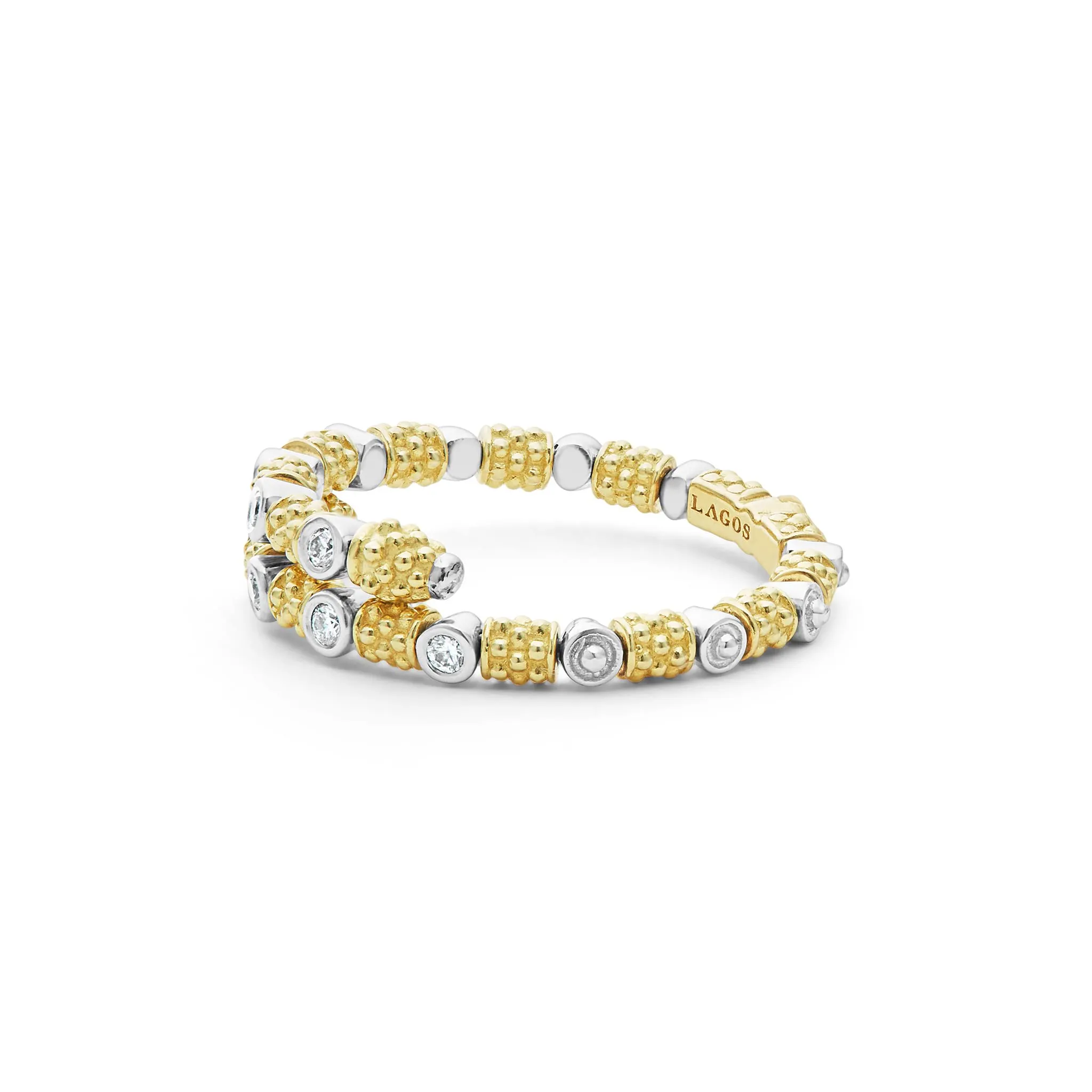 Signature Caviar 18K Gold and Diamond Superfine Band Ring sold by LAGOS product image thumbnail 4