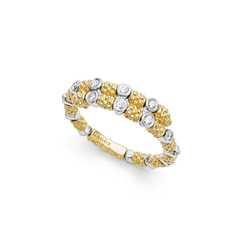 Signature Caviar 18K Gold and Diamond Superfine Band Ring sold by LAGOS