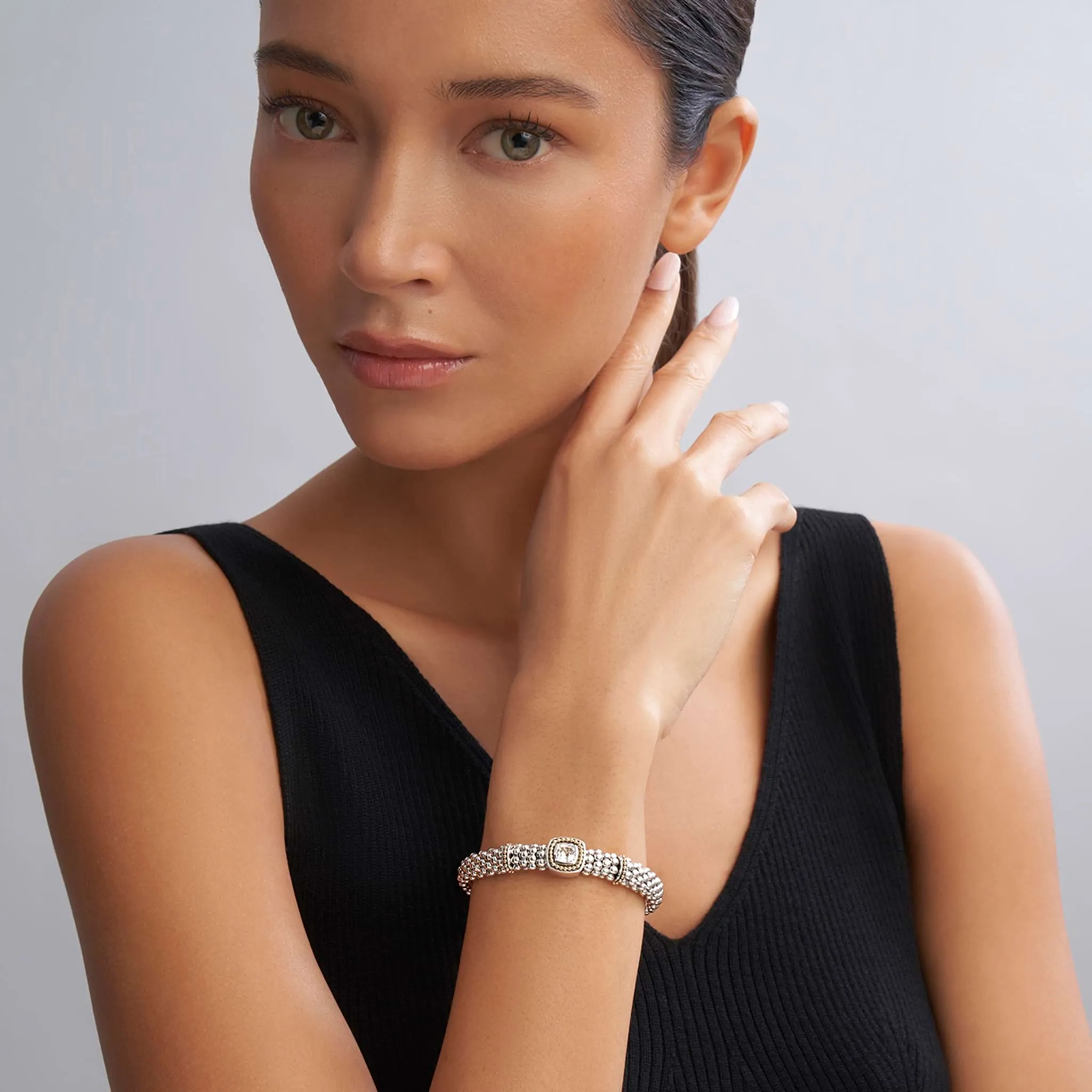 Rittenhouse White Topaz Caviar Bracelet | 9mm sold by LAGOS product image thumbnail 2