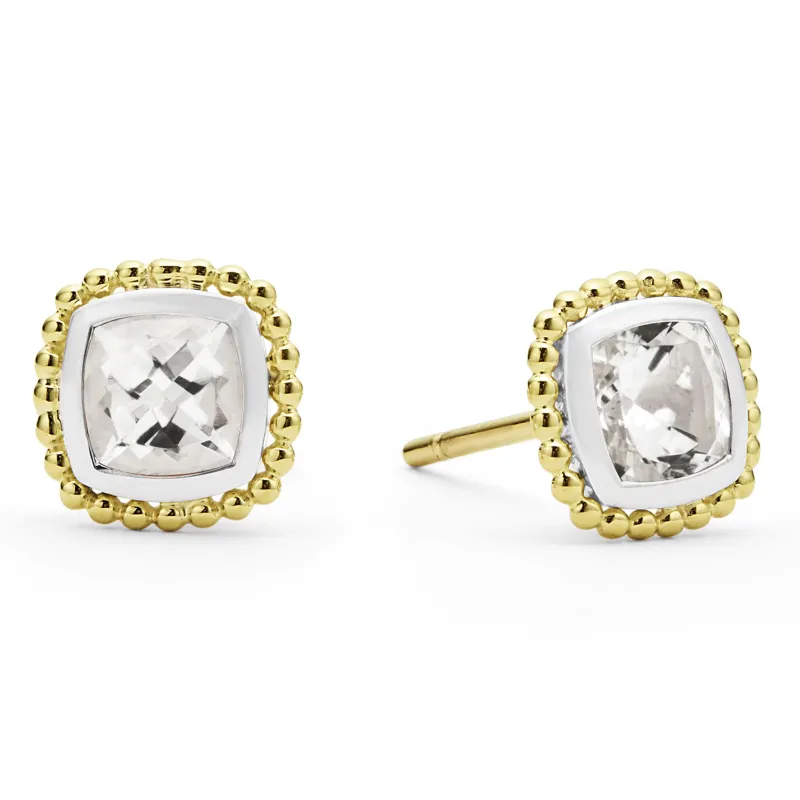 Rittenhouse Two-Tone White Topaz Stud Earrings sold by LAGOS