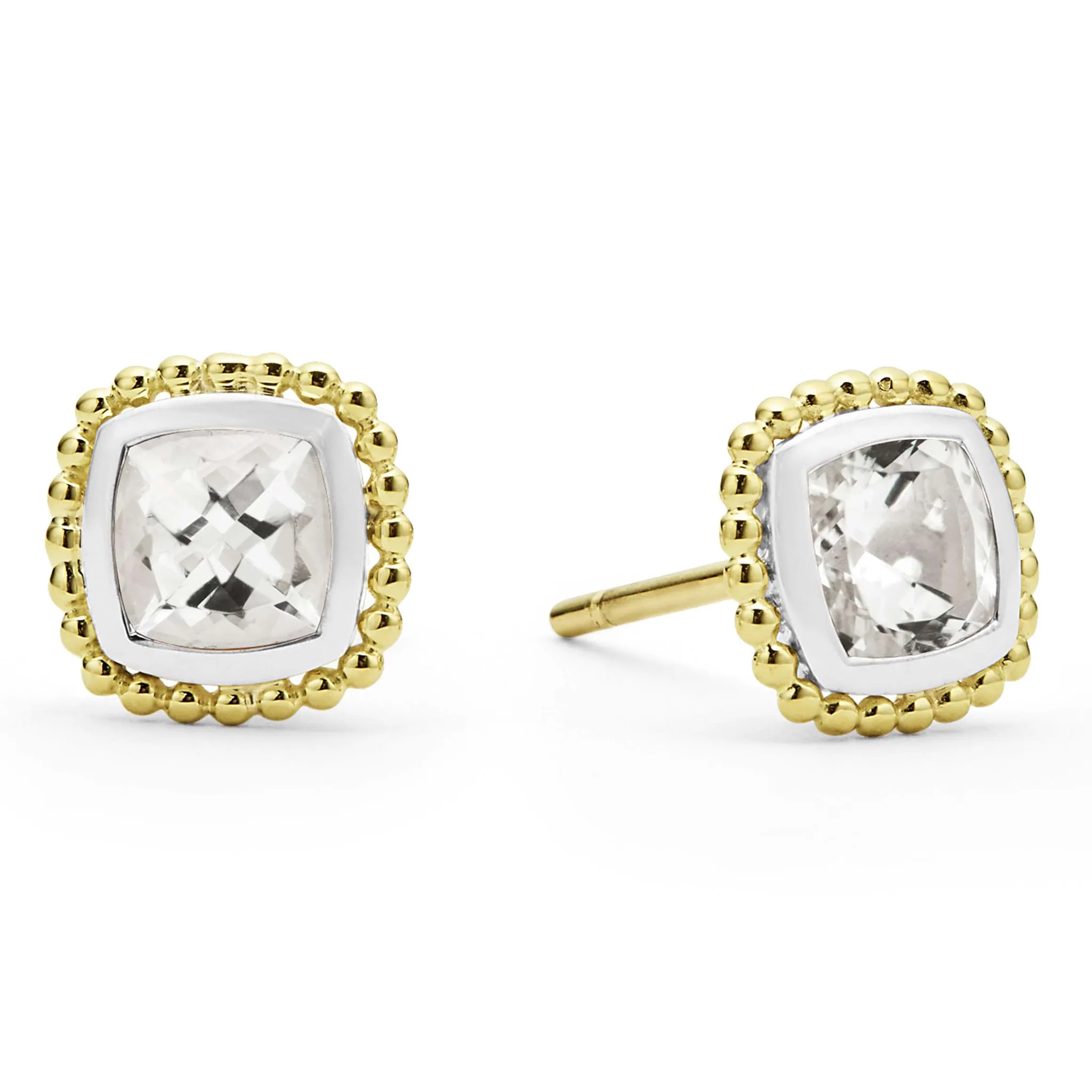 Rittenhouse Two-Tone White Topaz Stud Earrings sold by LAGOS