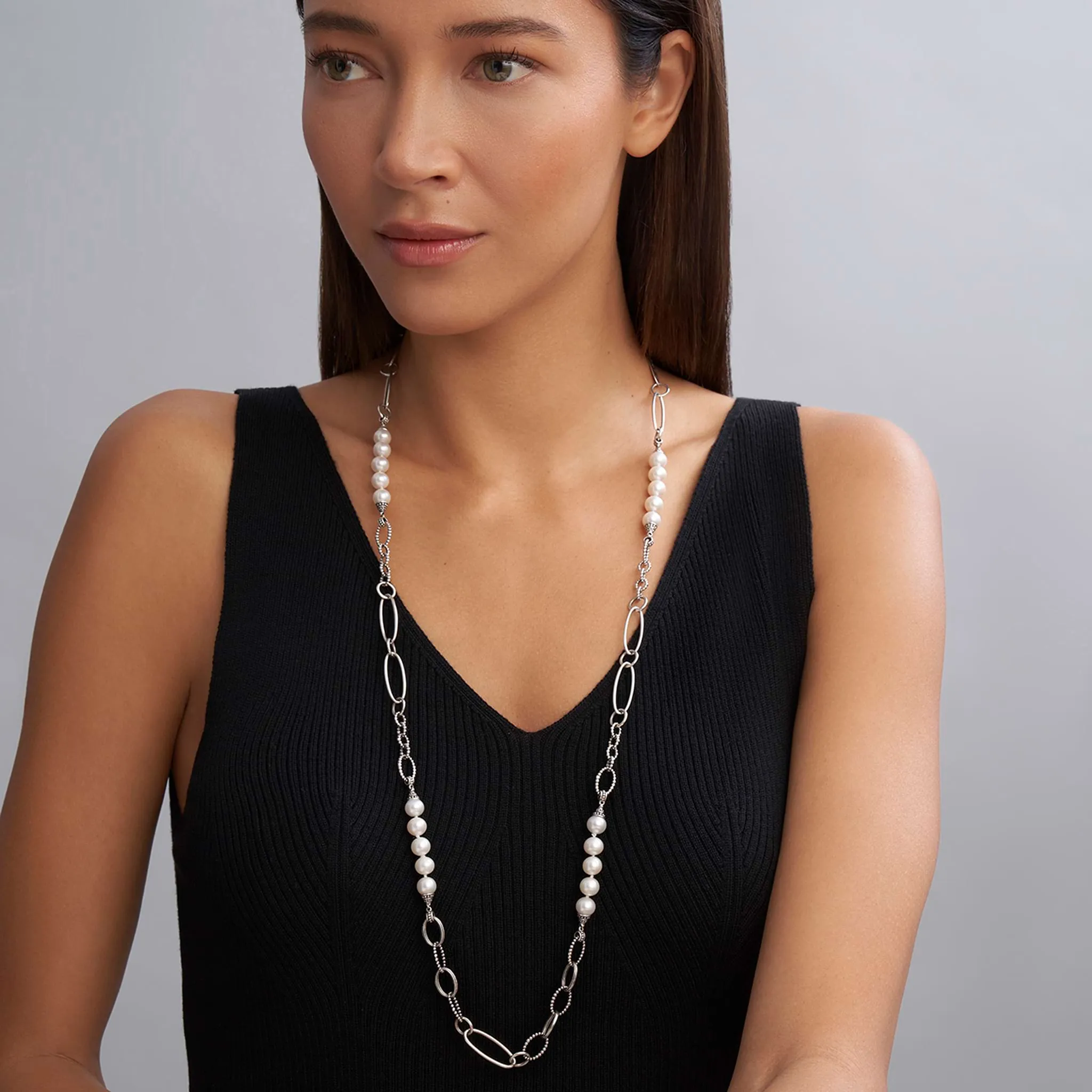Luna Caviar Pearl Link Necklace sold by LAGOS product image thumbnail 2