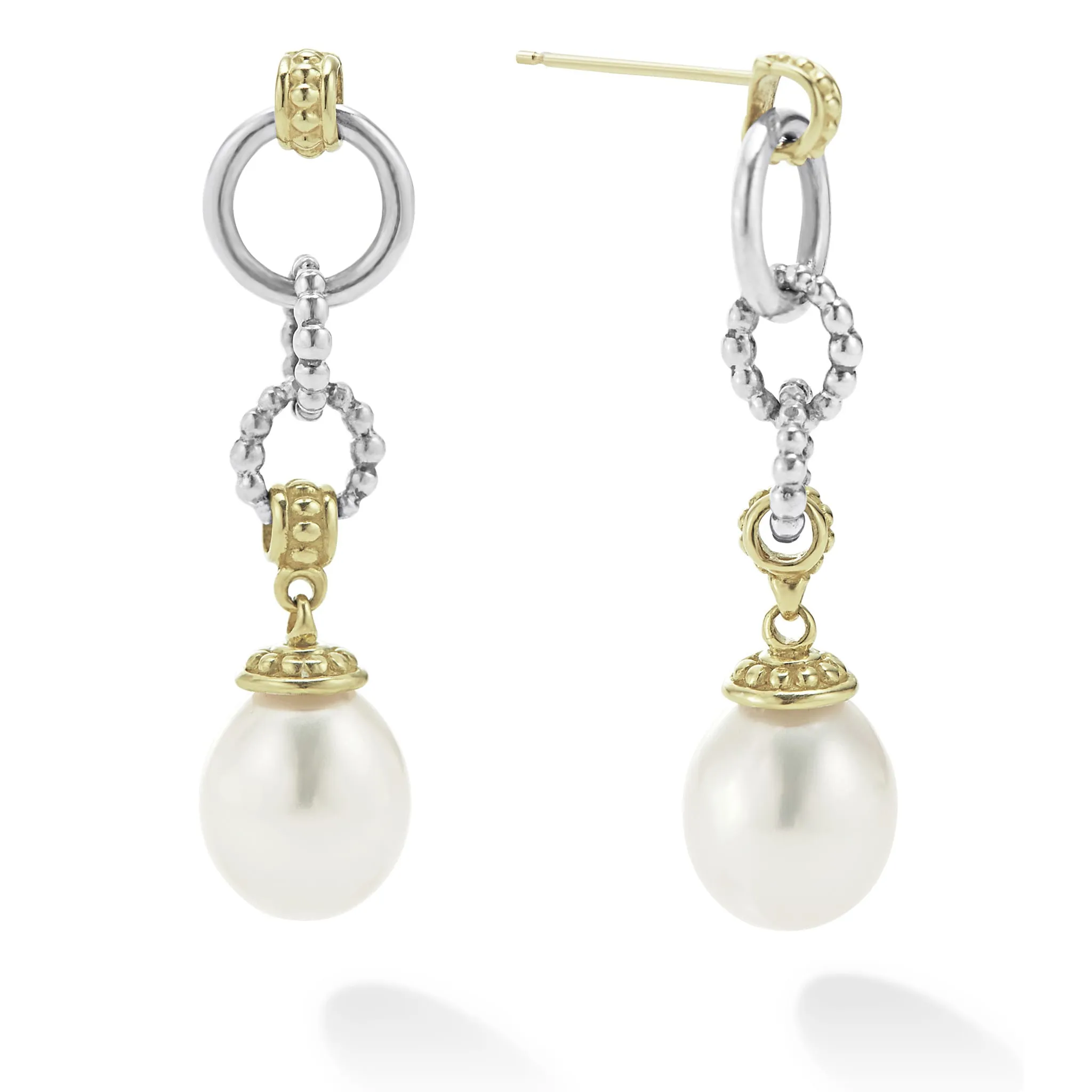 Luna Two-Tone Pearl Circle Drop Earrings sold by LAGOS product image thumbnail 3