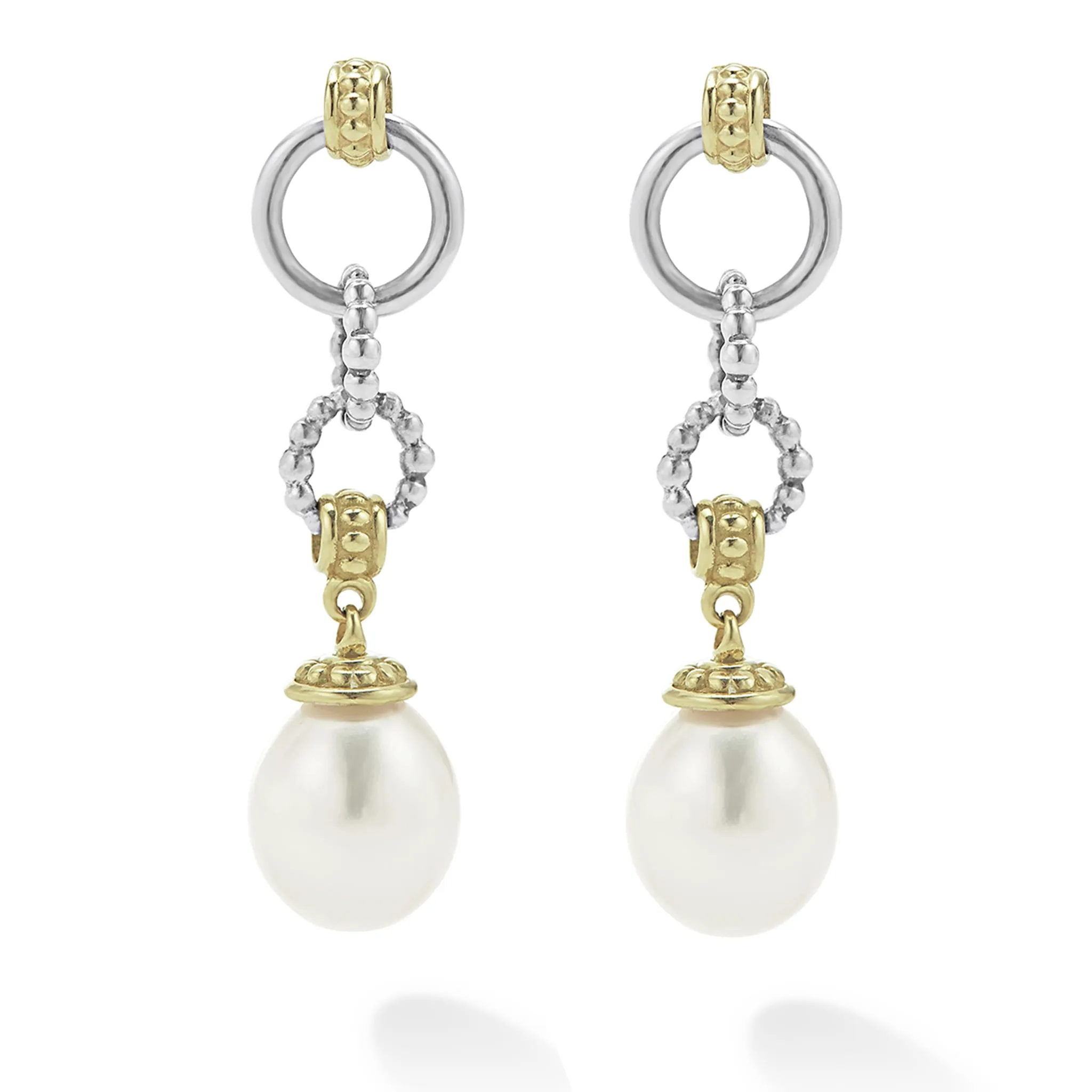 Luna Two-Tone Pearl Circle Drop Earrings sold by LAGOS product image thumbnail 4