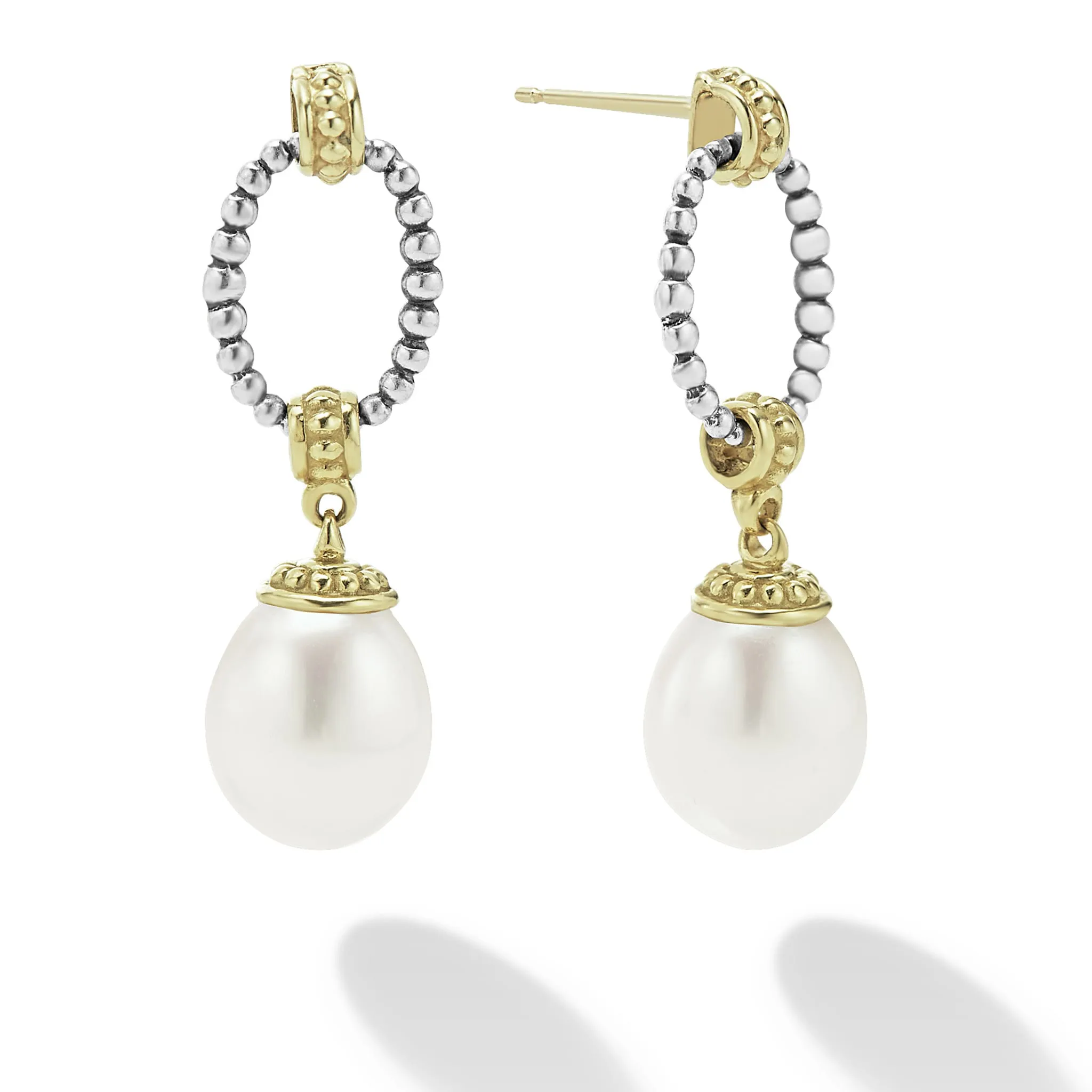 Luna Two-Tone Oval Drop Pearl Earrings sold by LAGOS product image thumbnail 3