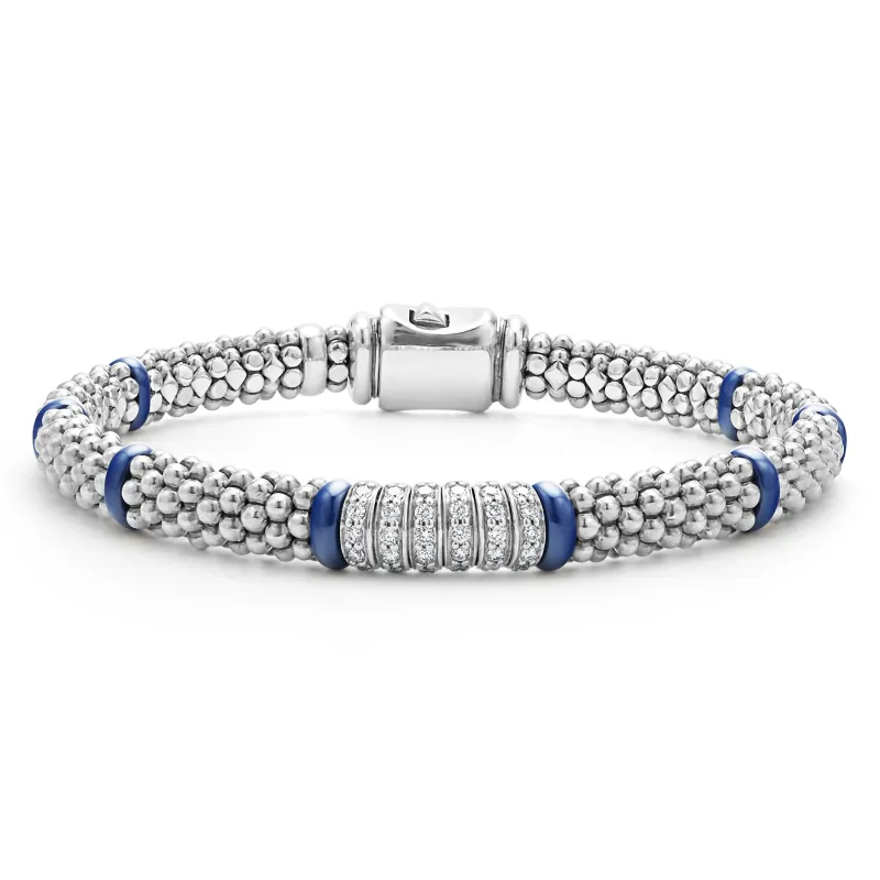 Blue Caviar Ultramarine Six Station Diamond Caviar Bracelet | 6mm sold by LAGOS