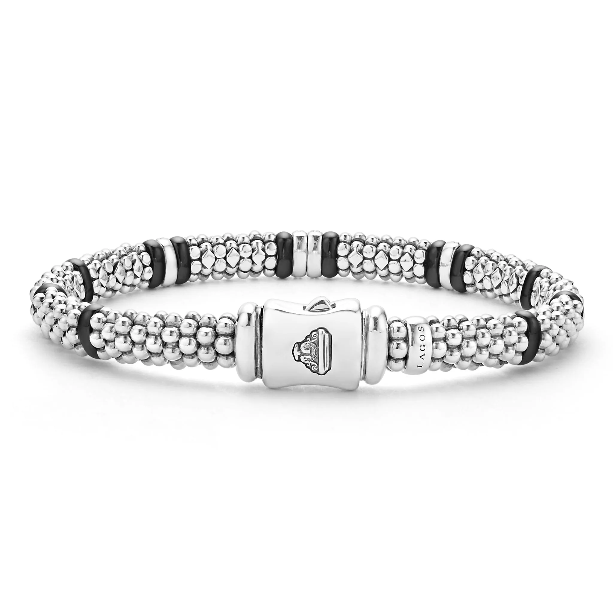 Black Caviar Black Four Station Diamond Caviar Bracelet | 6mm sold by LAGOS product image thumbnail 4