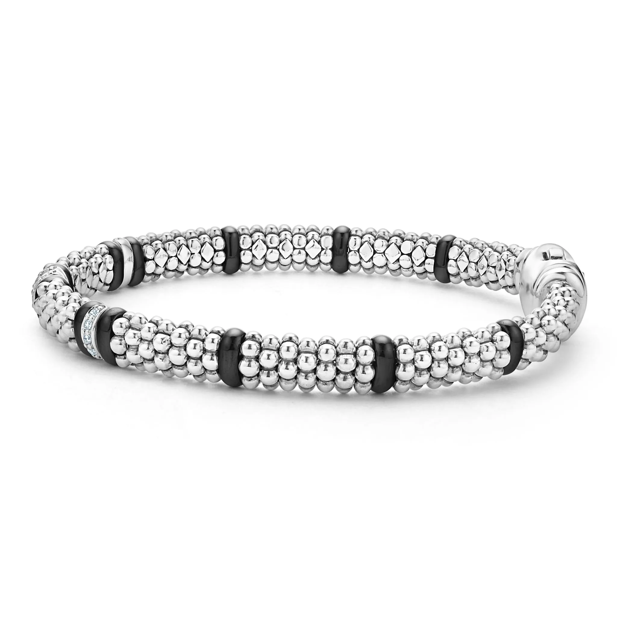 Black Caviar Black Four Station Diamond Caviar Bracelet | 6mm sold by LAGOS product image thumbnail 3