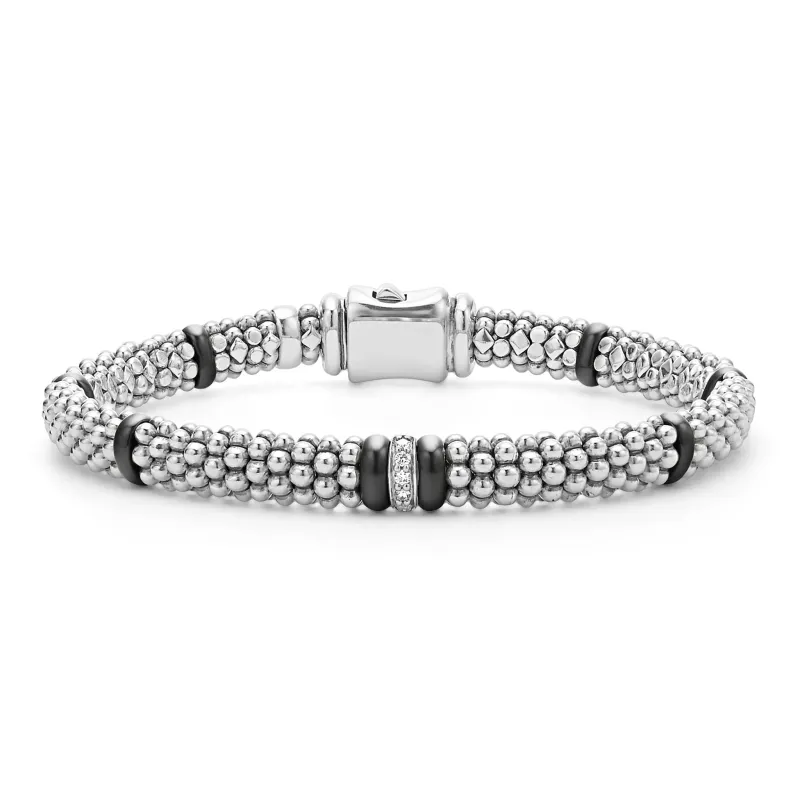 Black Caviar Black Single Station Diamond Caviar Bracelet | 6mm sold by LAGOS