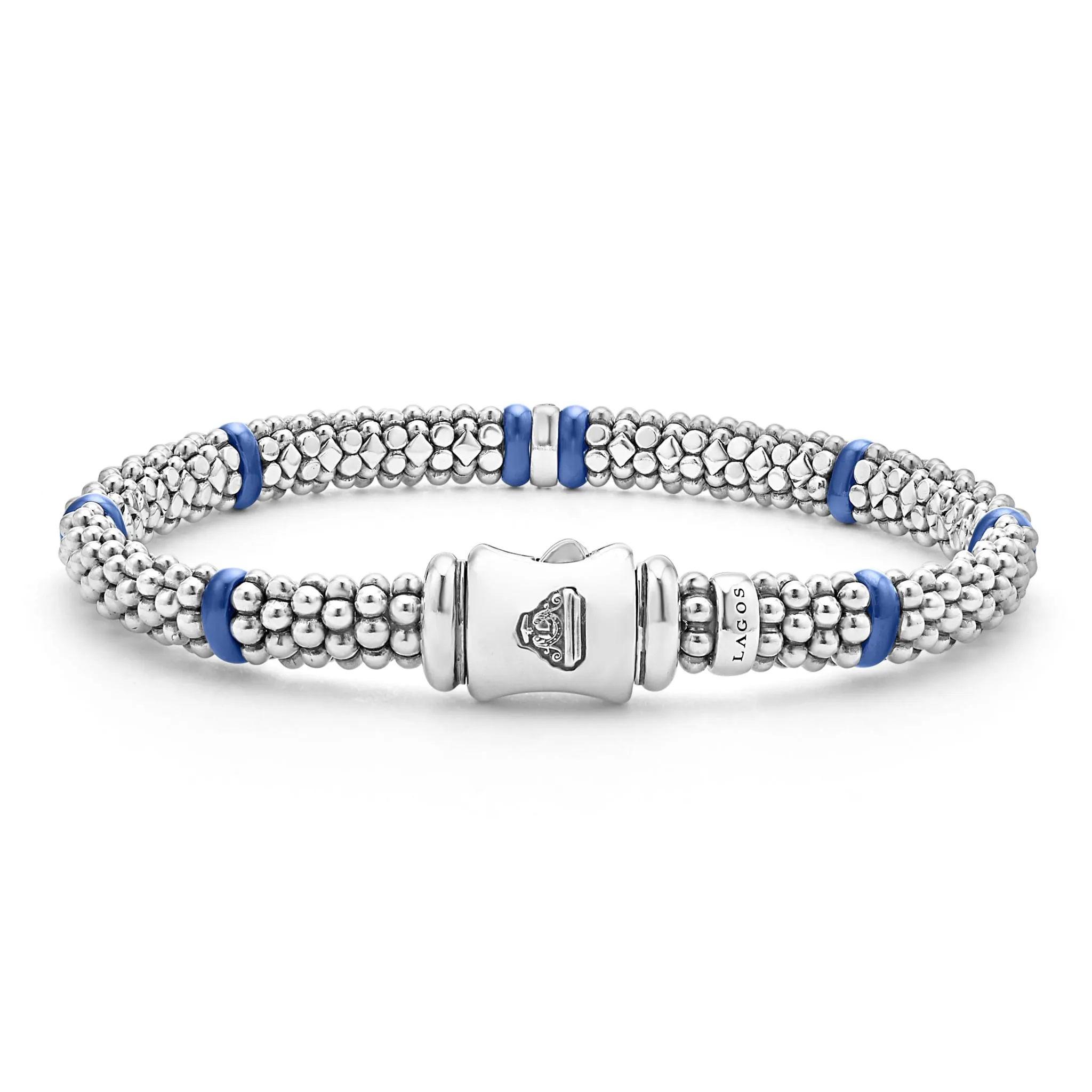 Blue Caviar Ultramarine Single Station Diamond Caviar Bracelet | 6mm sold by LAGOS product image thumbnail 4
