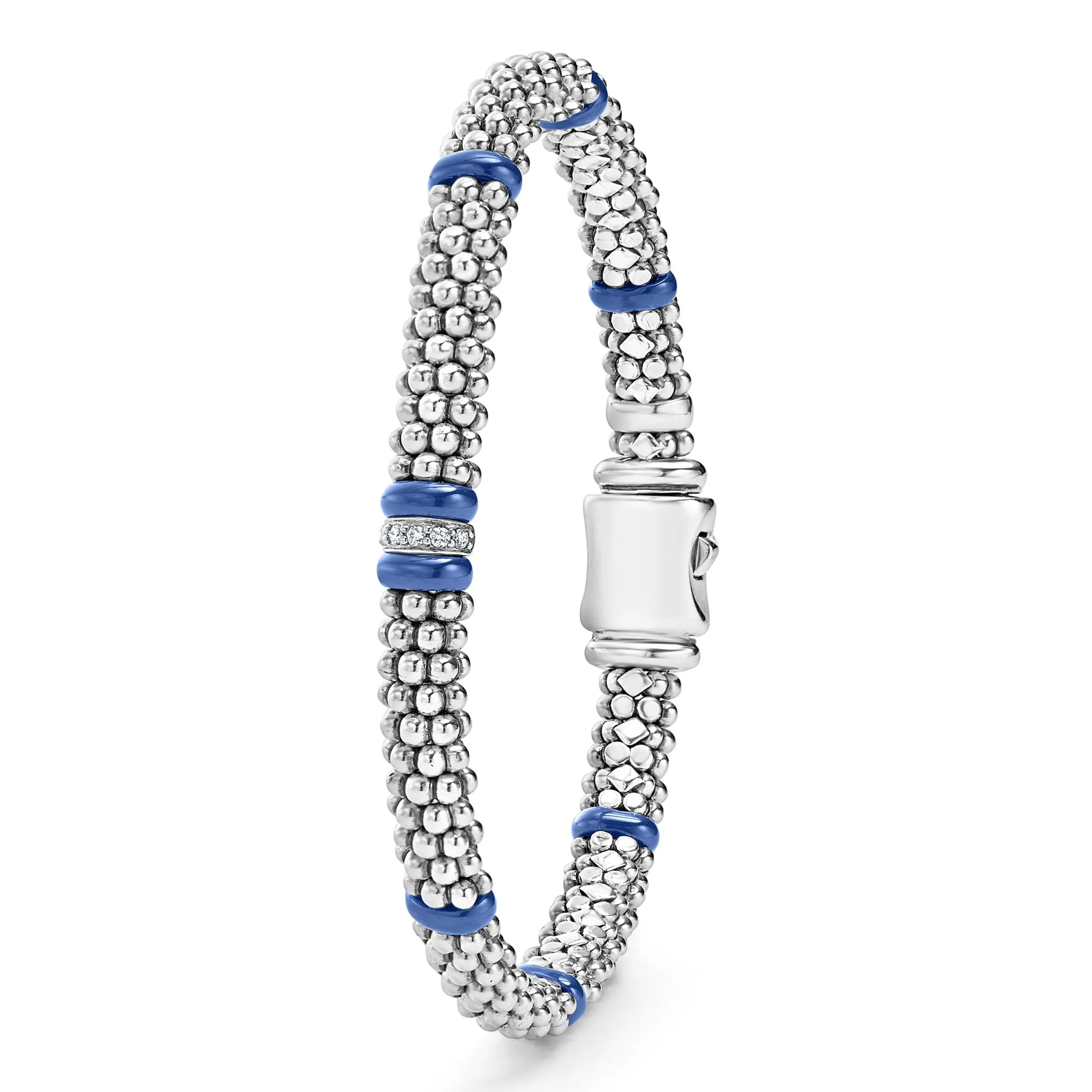 Blue Caviar Ultramarine Single Station Diamond Caviar Bracelet | 6mm sold by LAGOS product image thumbnail 5