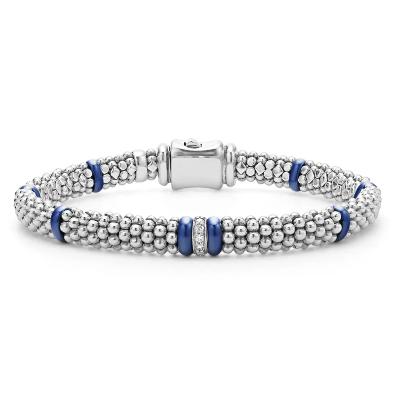Blue Caviar Ultramarine Single Station Diamond Caviar Bracelet | 6mm sold by LAGOS