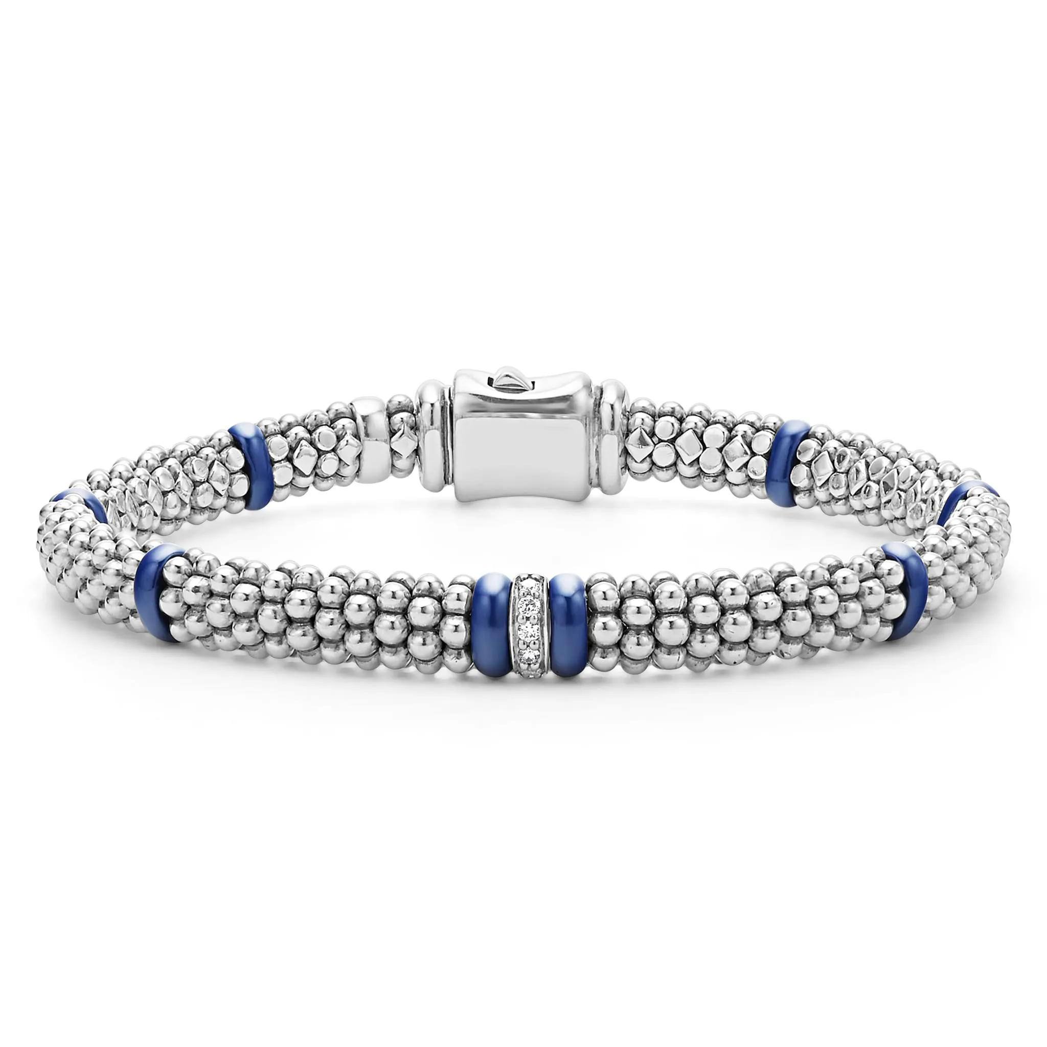 Blue Caviar Ultramarine Single Station Diamond Caviar Bracelet | 6mm sold by LAGOS