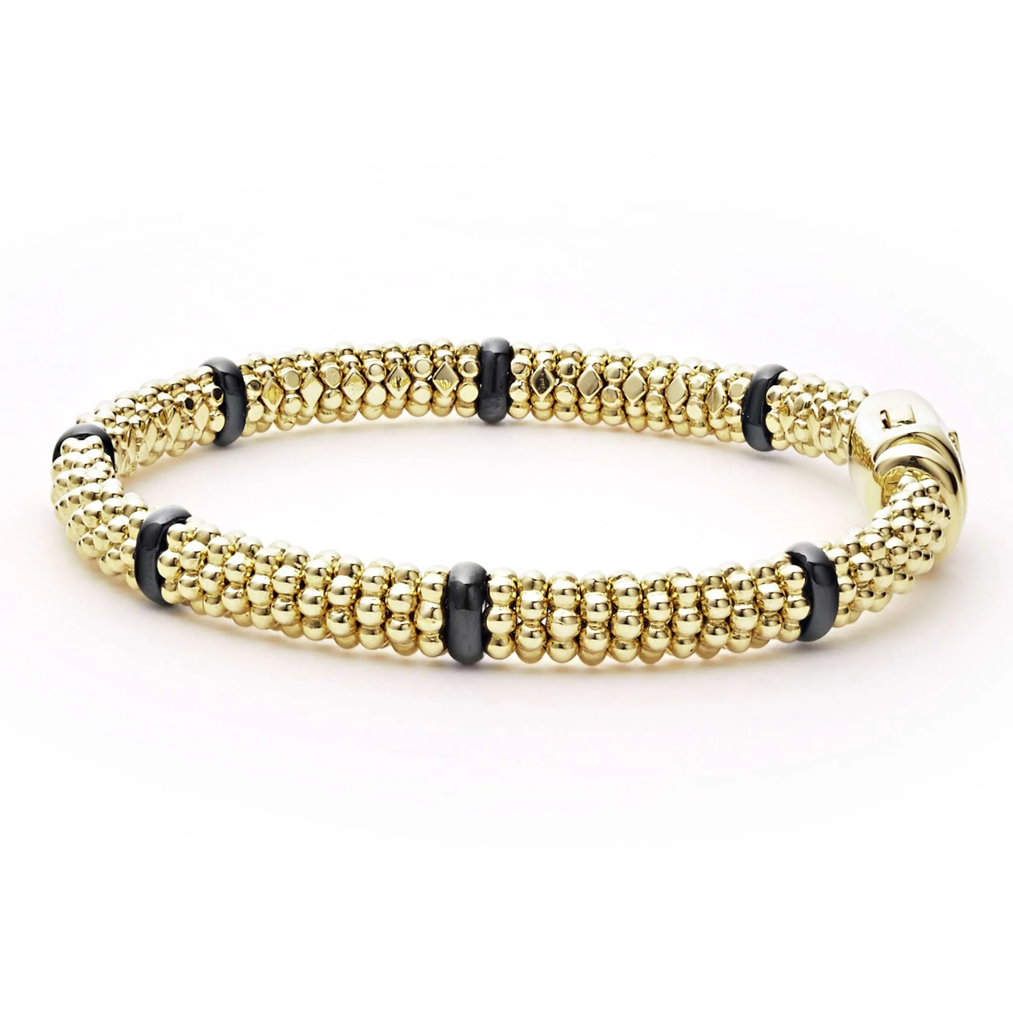 Black Caviar Ceramic and 18K Gold Caviar Bracelet | 6mm sold by LAGOS product image thumbnail 3
