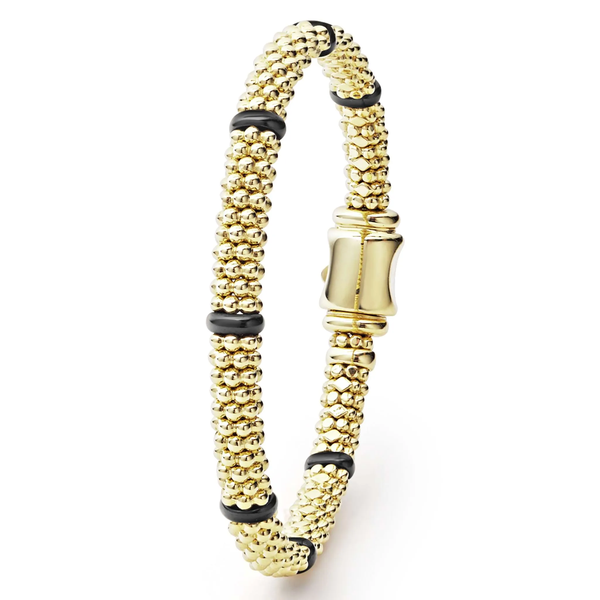 Black Caviar Ceramic and 18K Gold Caviar Bracelet | 6mm sold by LAGOS product image thumbnail 5