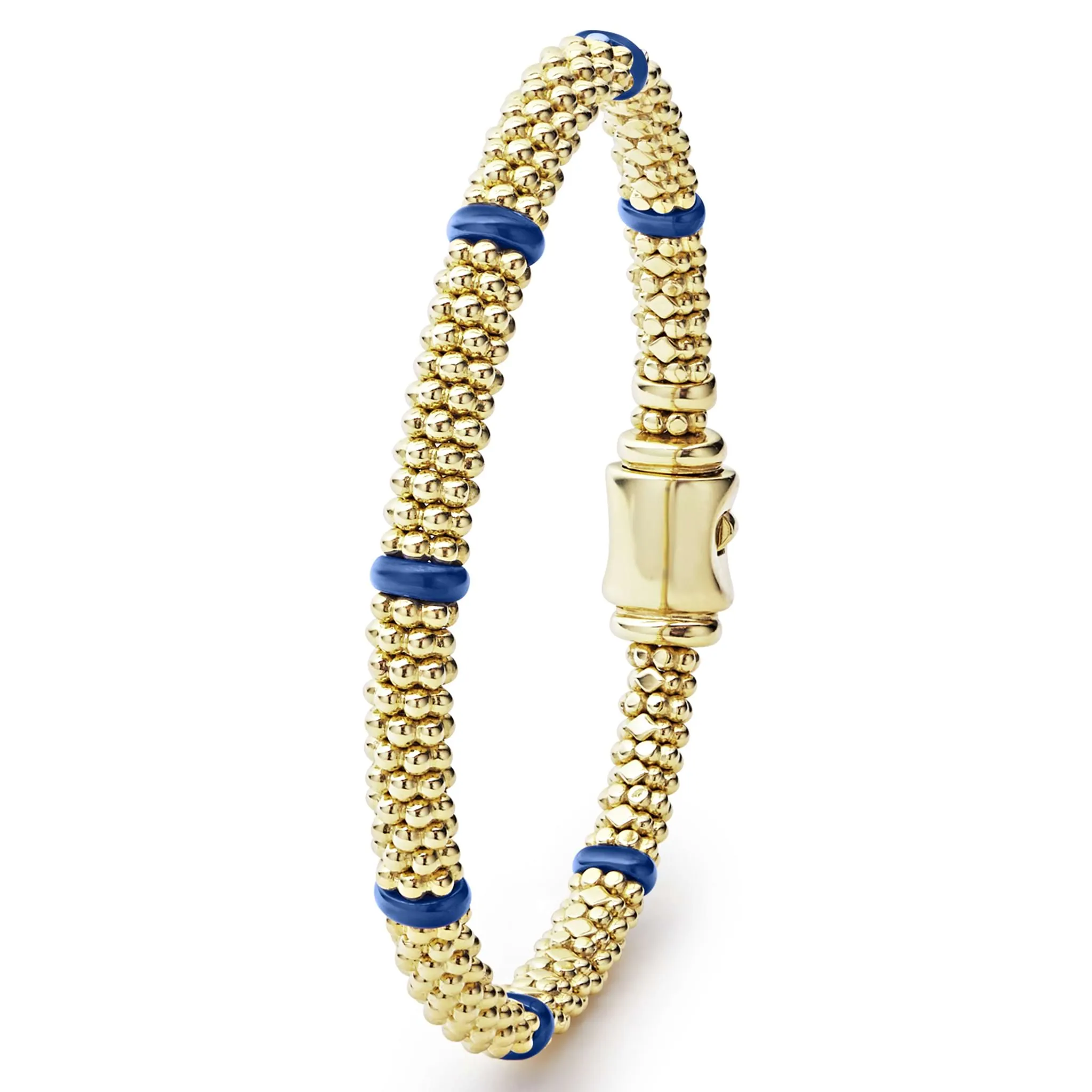 Blue Caviar Ceramic and 18K Gold Caviar Bracelet | 6mm sold by LAGOS product image thumbnail 5