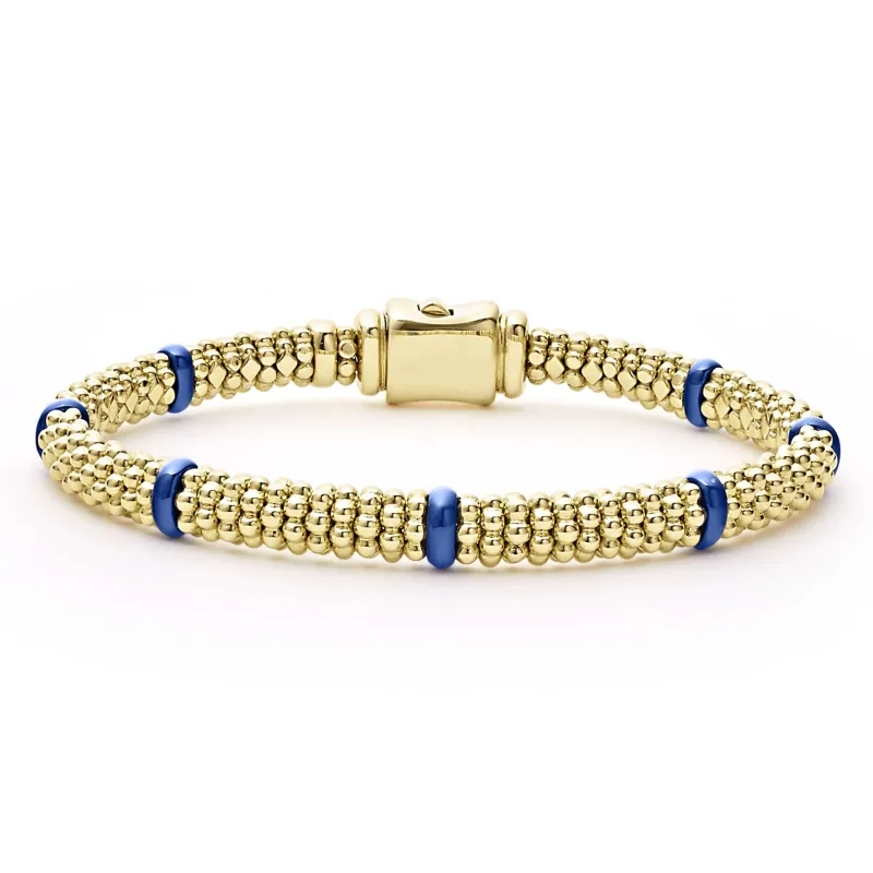 Blue Caviar Ceramic and 18K Gold Caviar Bracelet | 6mm sold by LAGOS