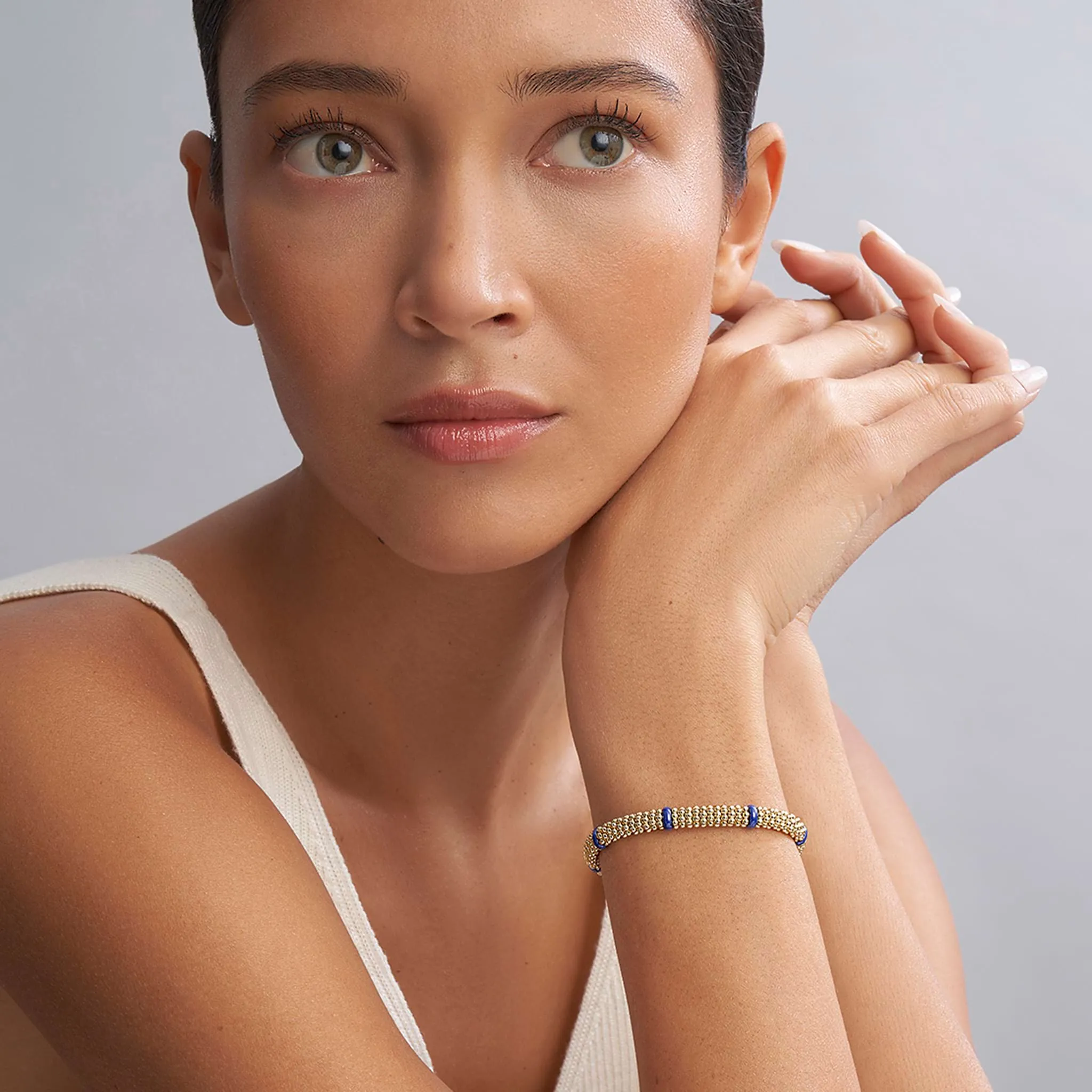 Blue Caviar Ceramic and 18K Gold Caviar Bracelet | 6mm sold by LAGOS product image thumbnail 2