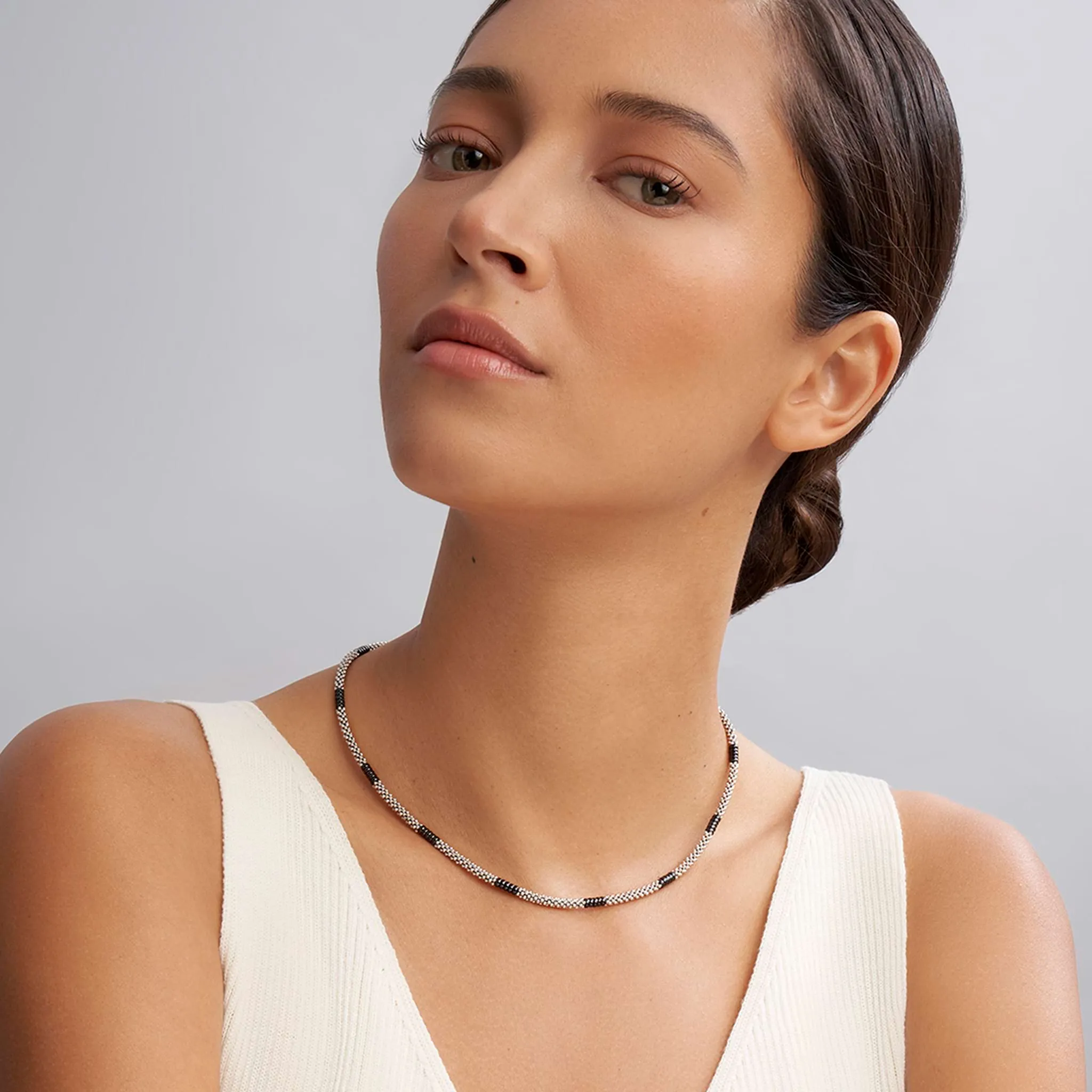 Black Caviar Black Silver Station Ceramic Beaded Necklace sold by LAGOS product image thumbnail 2