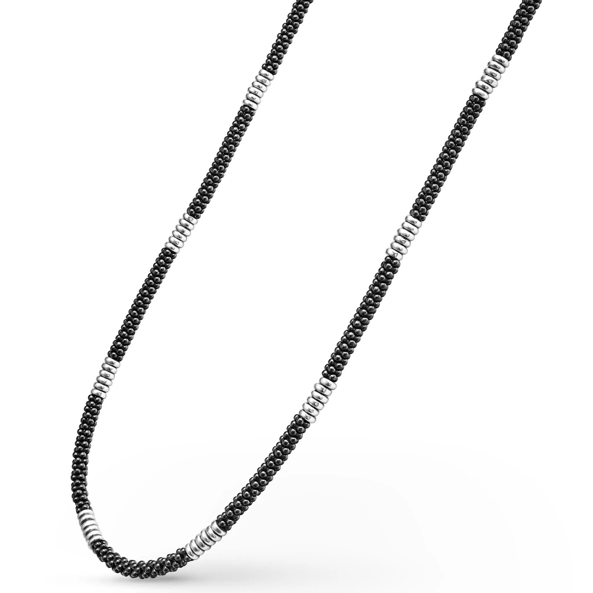 Black Caviar Black Silver Station Ceramic Beaded Necklace sold by LAGOS product image thumbnail 4