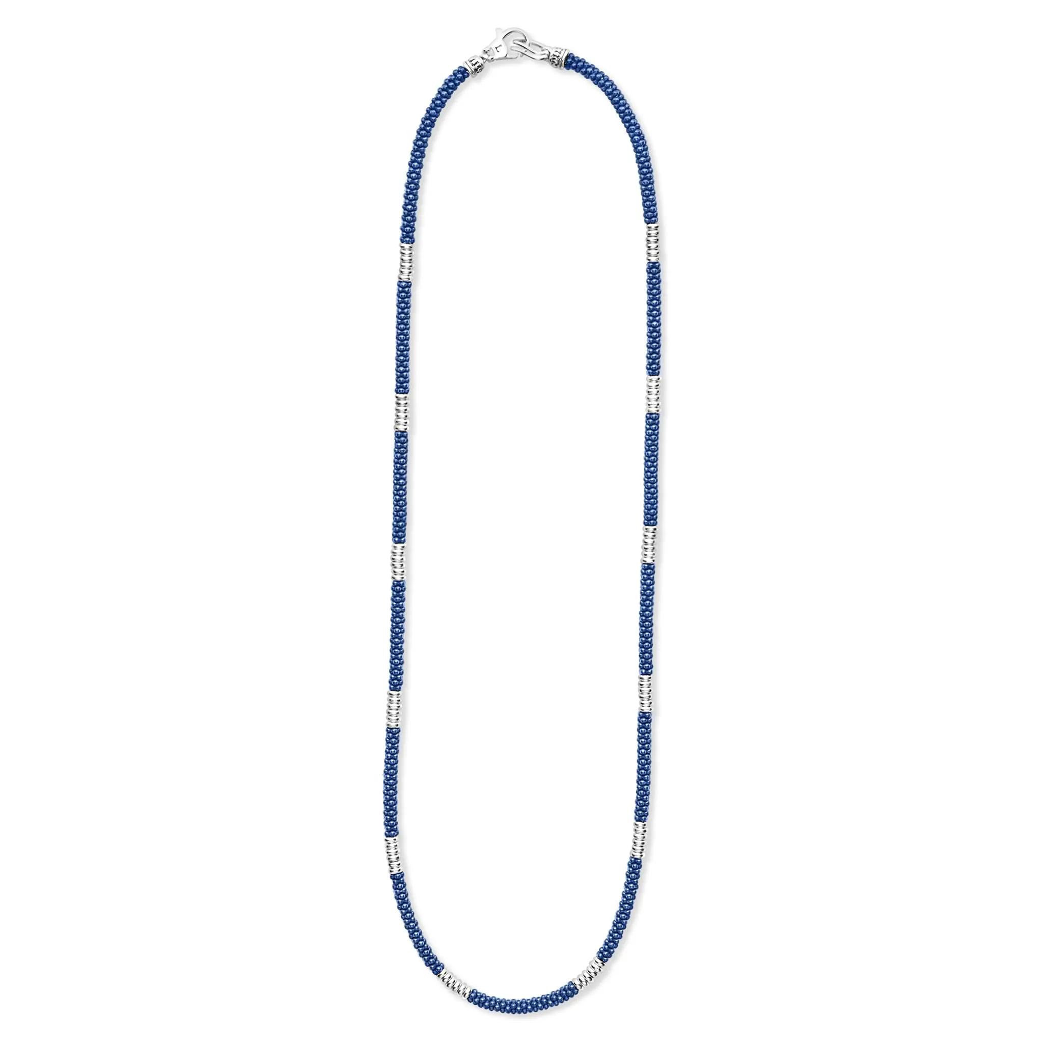 Blue Caviar Ultramarine Silver Station Ceramic Beaded Necklace | 3mm sold by LAGOS product image thumbnail 3