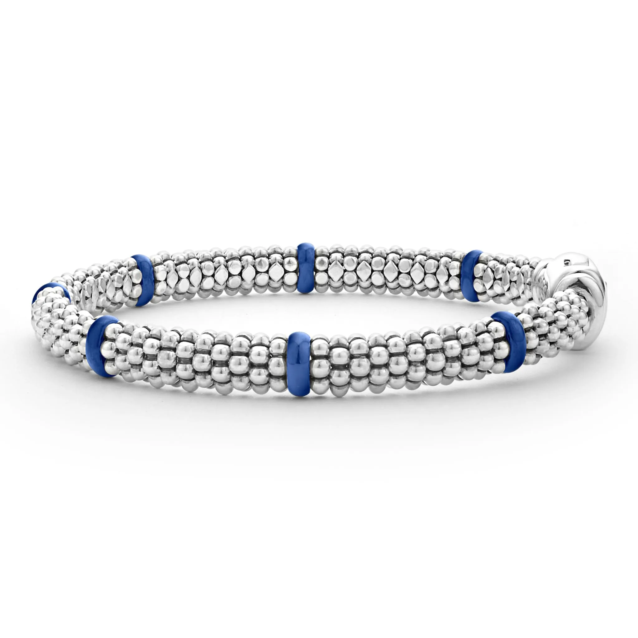 Blue Caviar Ultramarine Ceramic Station Caviar Bracelet | 6mm sold by LAGOS product image thumbnail 4