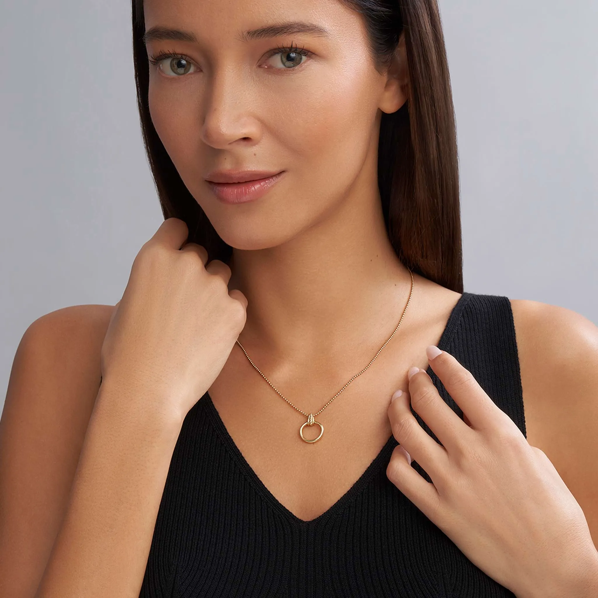 Meridian 18K Gold Circle Pendant Necklace sold by LAGOS product image thumbnail 2