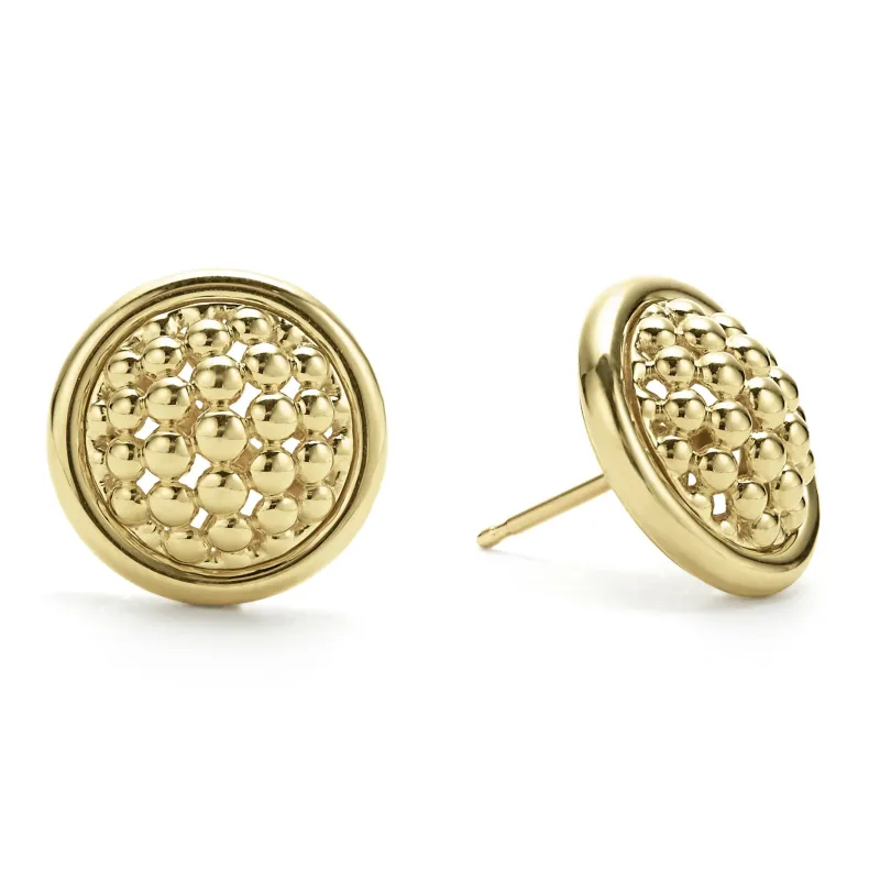 Meridian 18K Gold Caviar Stud Earrings sold by LAGOS