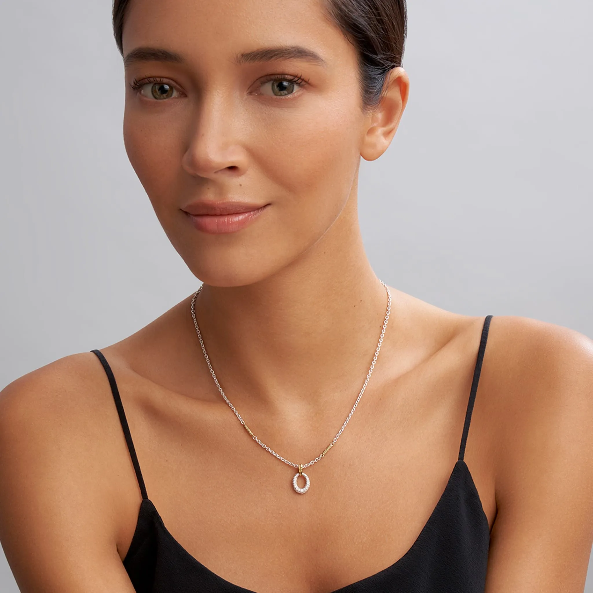 Caviar Lux Two-Tone Oval Diamond Pendant Necklace sold by LAGOS product image thumbnail 2
