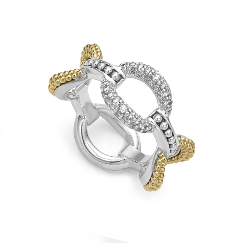 Caviar Lux Large Two-Tone Eternity Diamond Ring sold by LAGOS