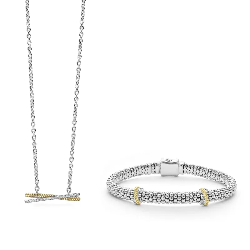 Caviar Lux Two-Tone X Diamond Gift Set made by LAGOS