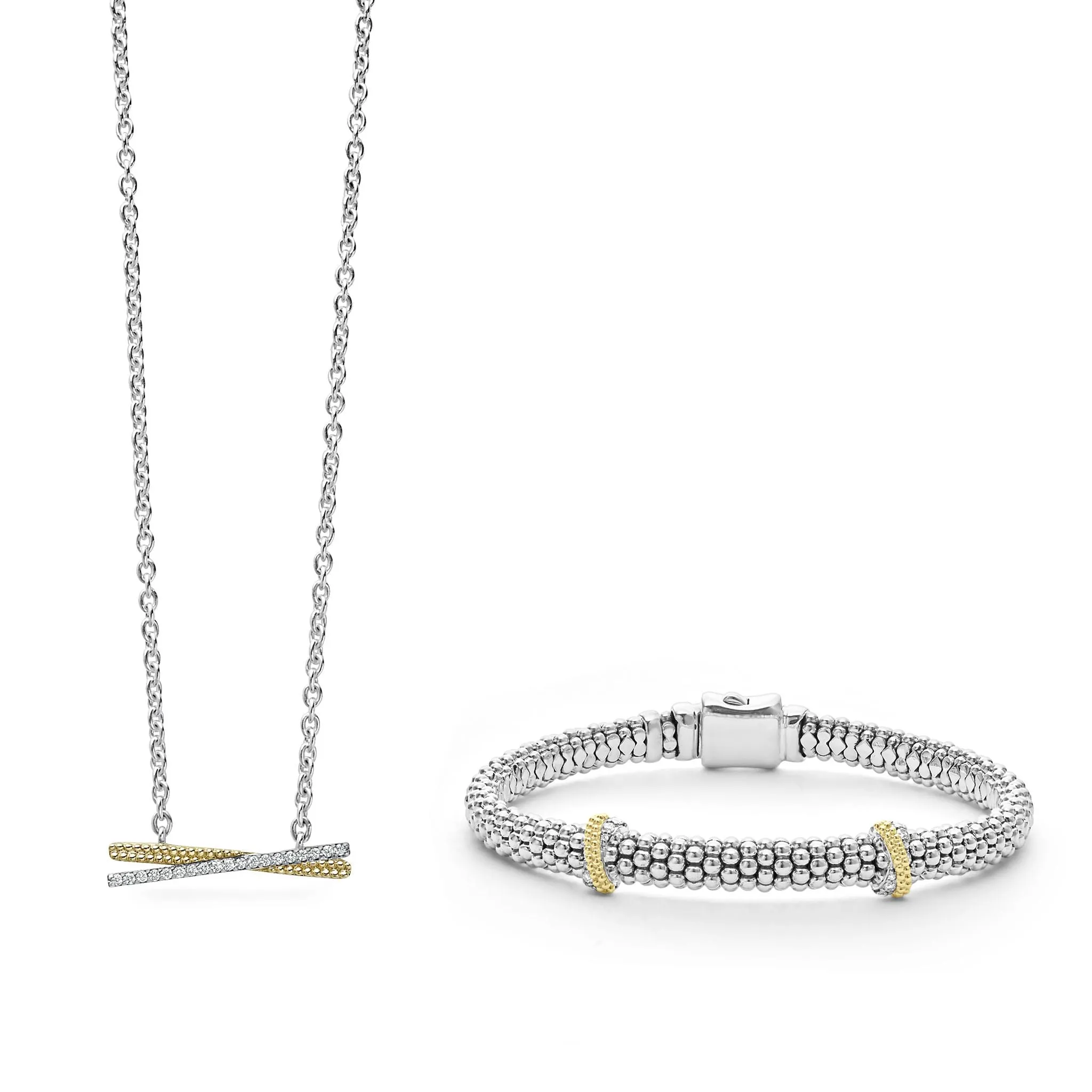 Caviar Lux Two-Tone X Diamond Gift Set sold by LAGOS