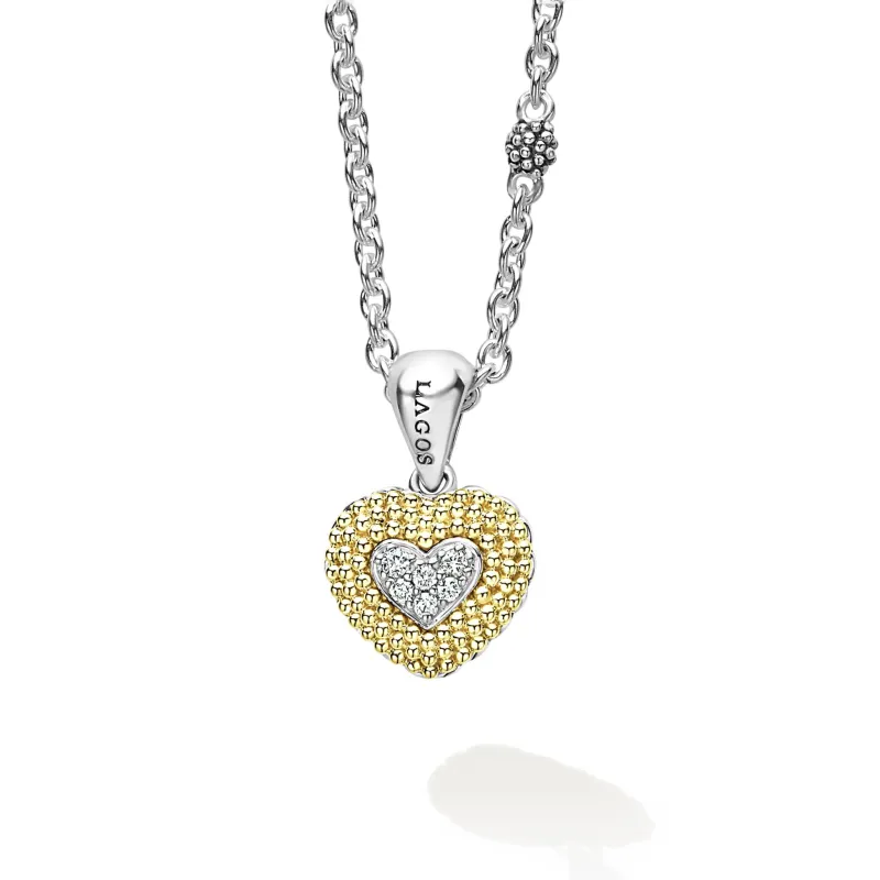 Caviar Lux Diamond Heart Necklace sold by LAGOS