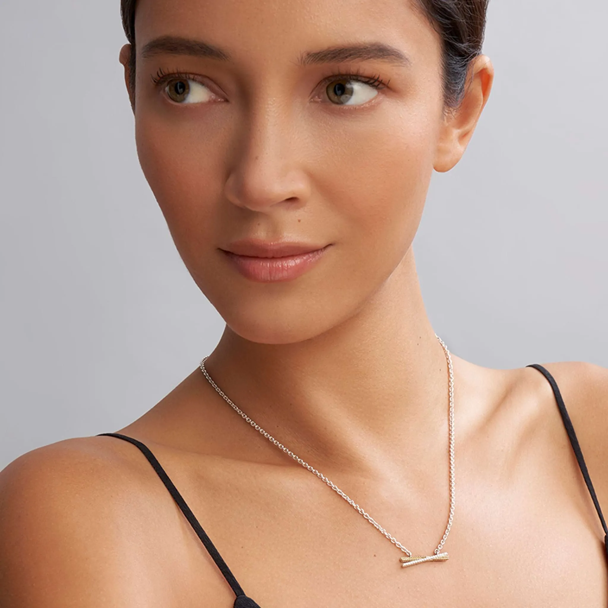 Caviar Lux Two-Tone X Diamond Necklace sold by LAGOS product image thumbnail 2