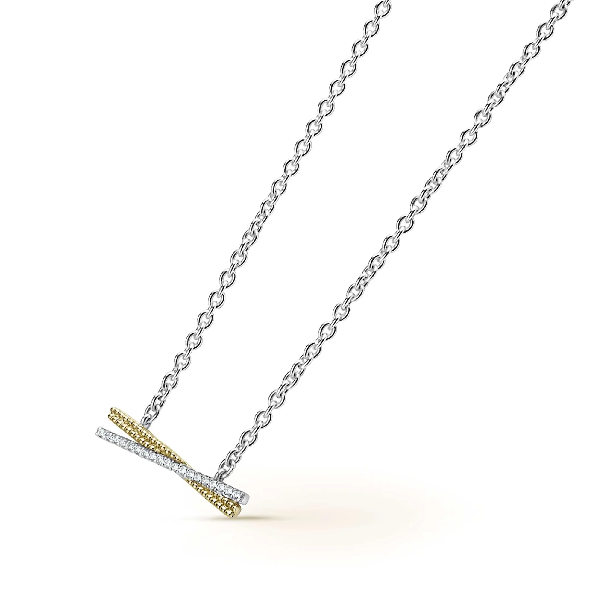 Caviar Lux Two-Tone X Diamond Necklace sold by LAGOS product image thumbnail 4