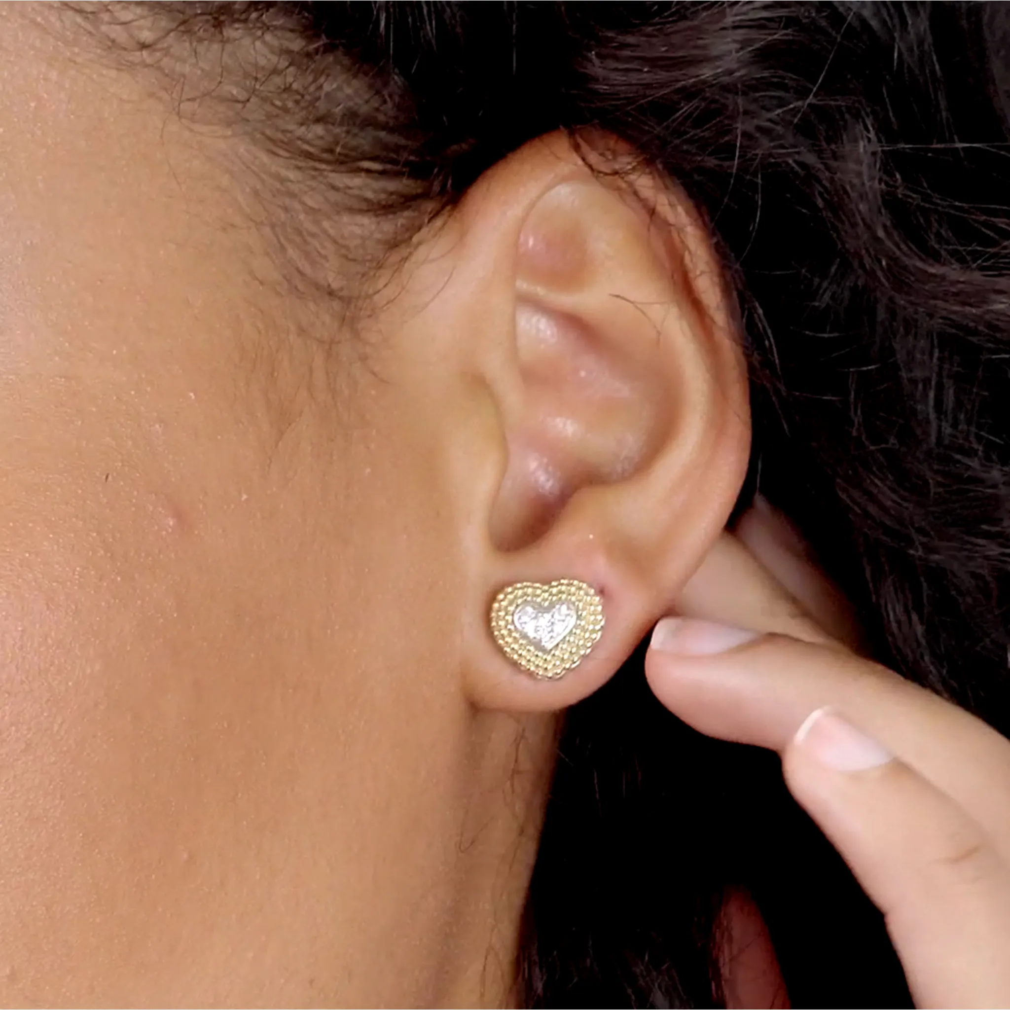 Caviar Lux Diamond Heart Stud Earrings sold by LAGOS product image thumbnail 5