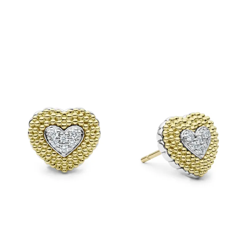 Caviar Lux Diamond Heart Stud Earrings sold by LAGOS