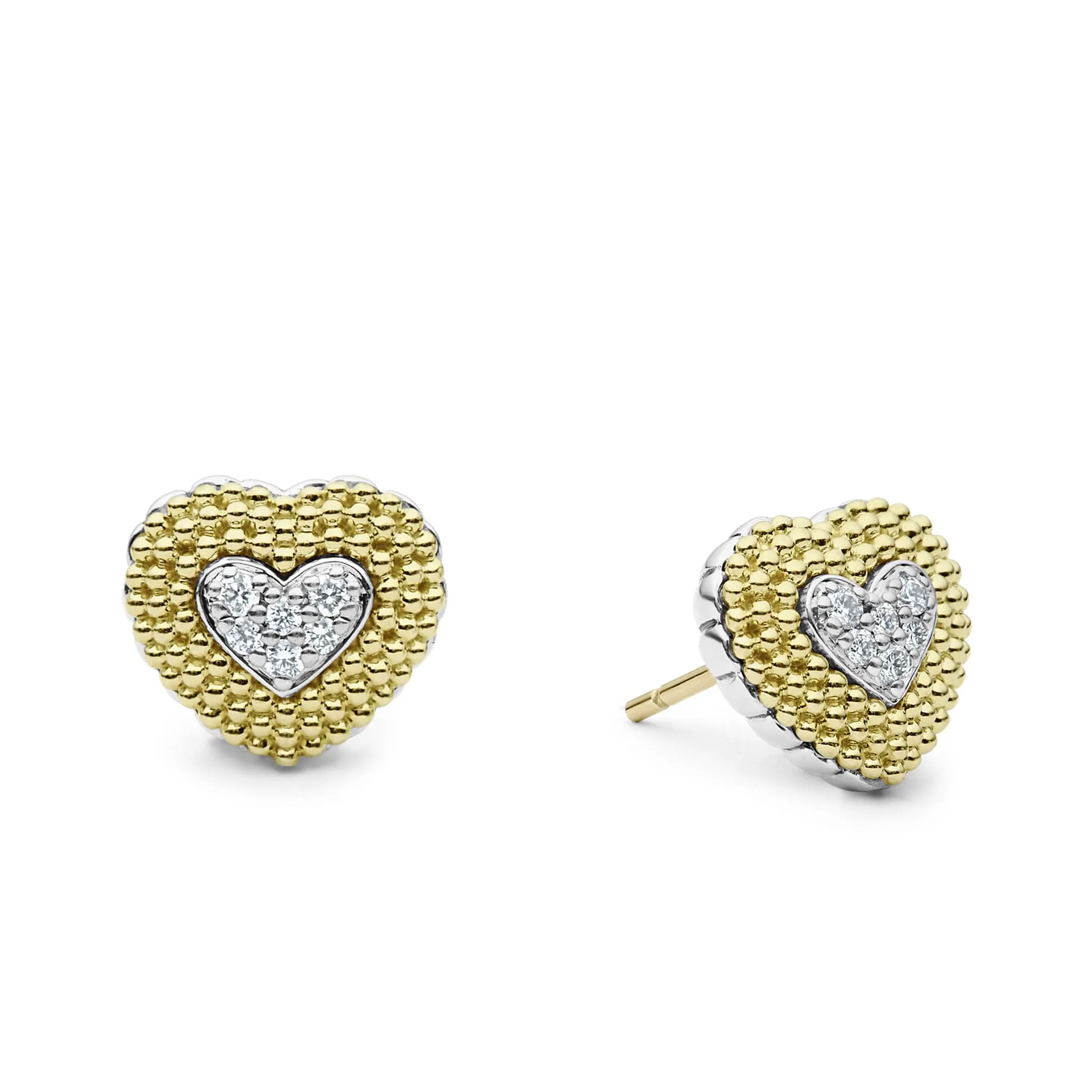 Caviar Lux Diamond Heart Stud Earrings sold by LAGOS